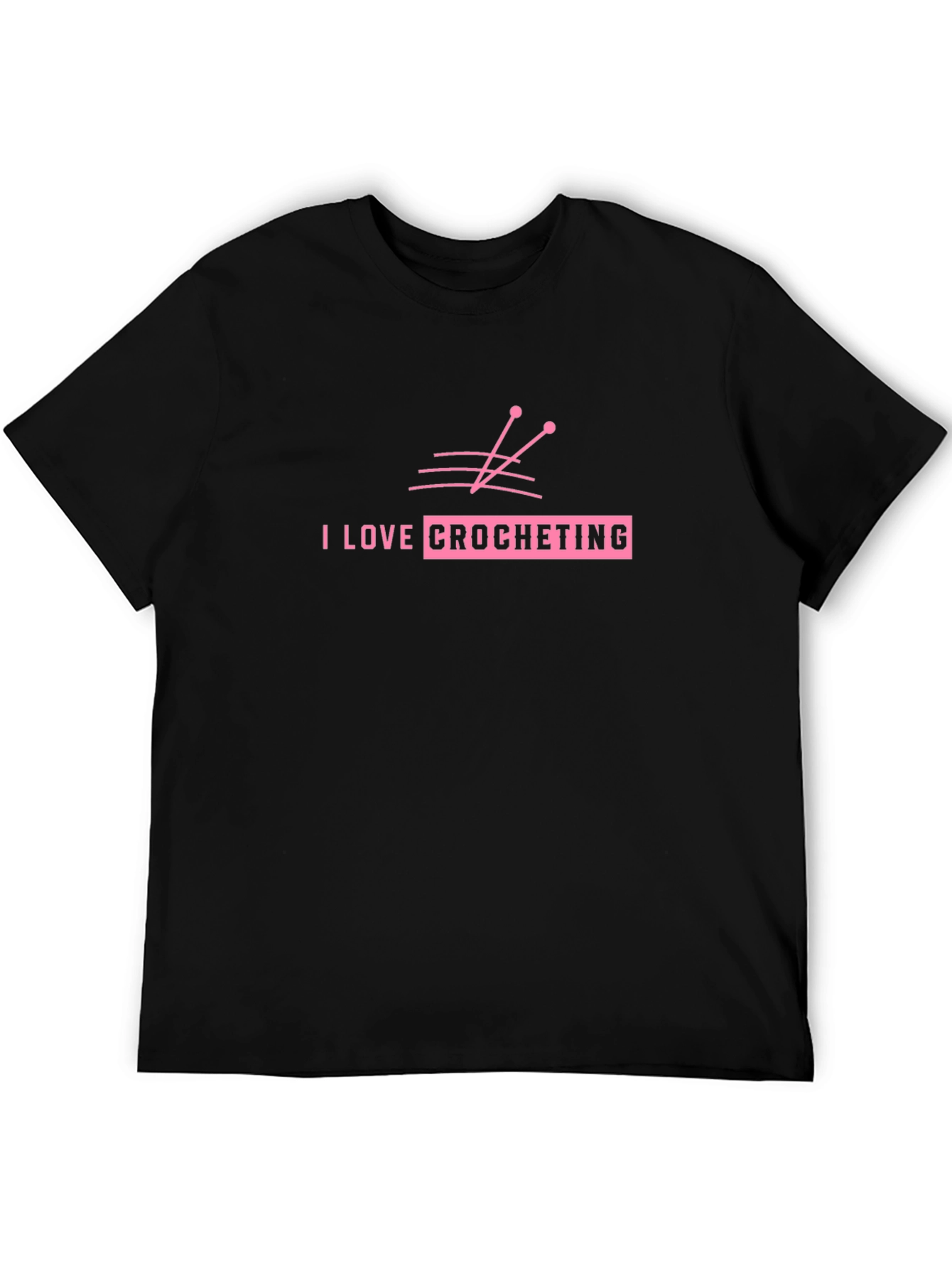 Black I Love Crocheting Black T-Shirt view 5