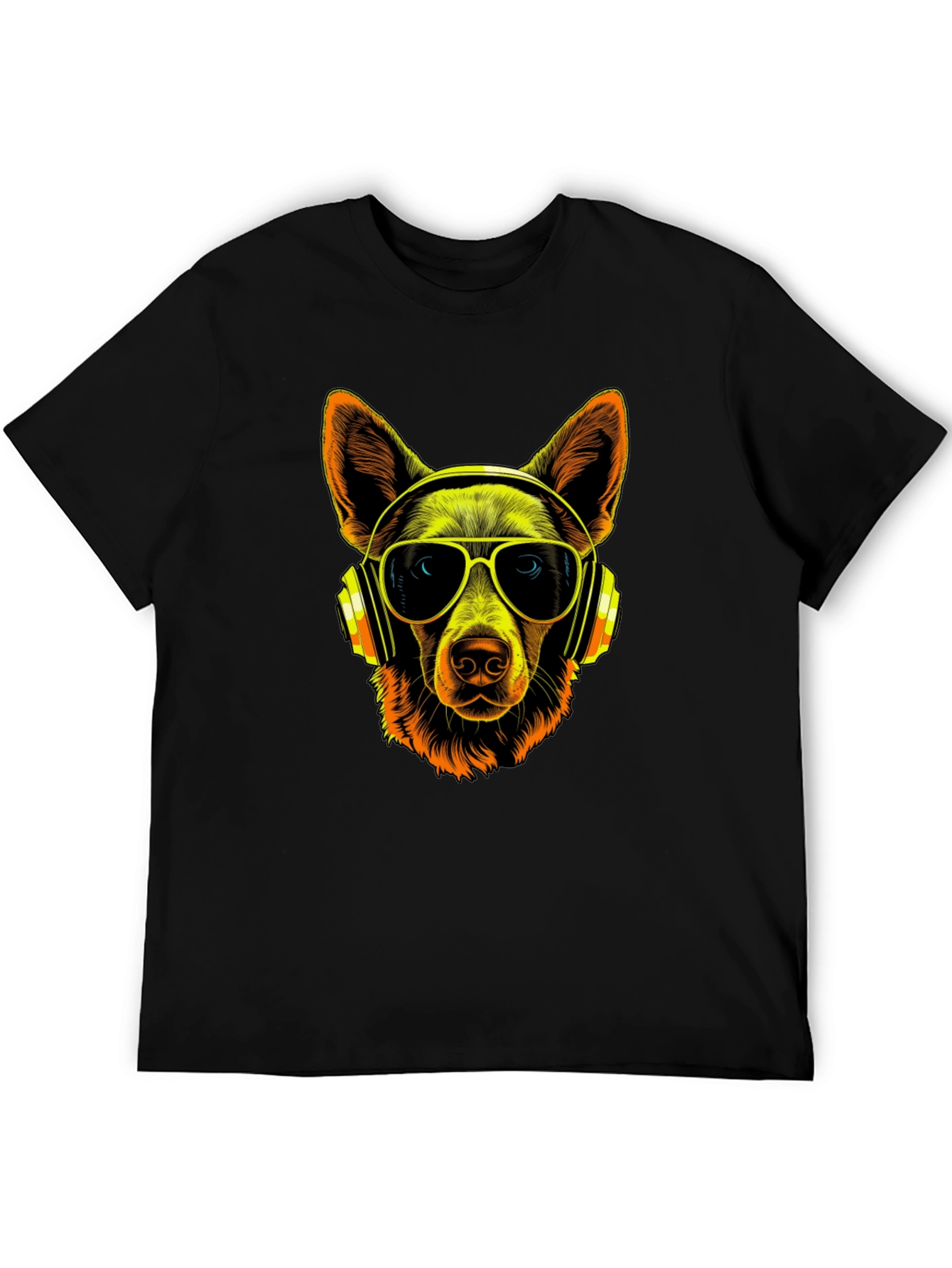 Black Dog DJ T-Shirt - Cool Canine with Headphones & Shades view 5