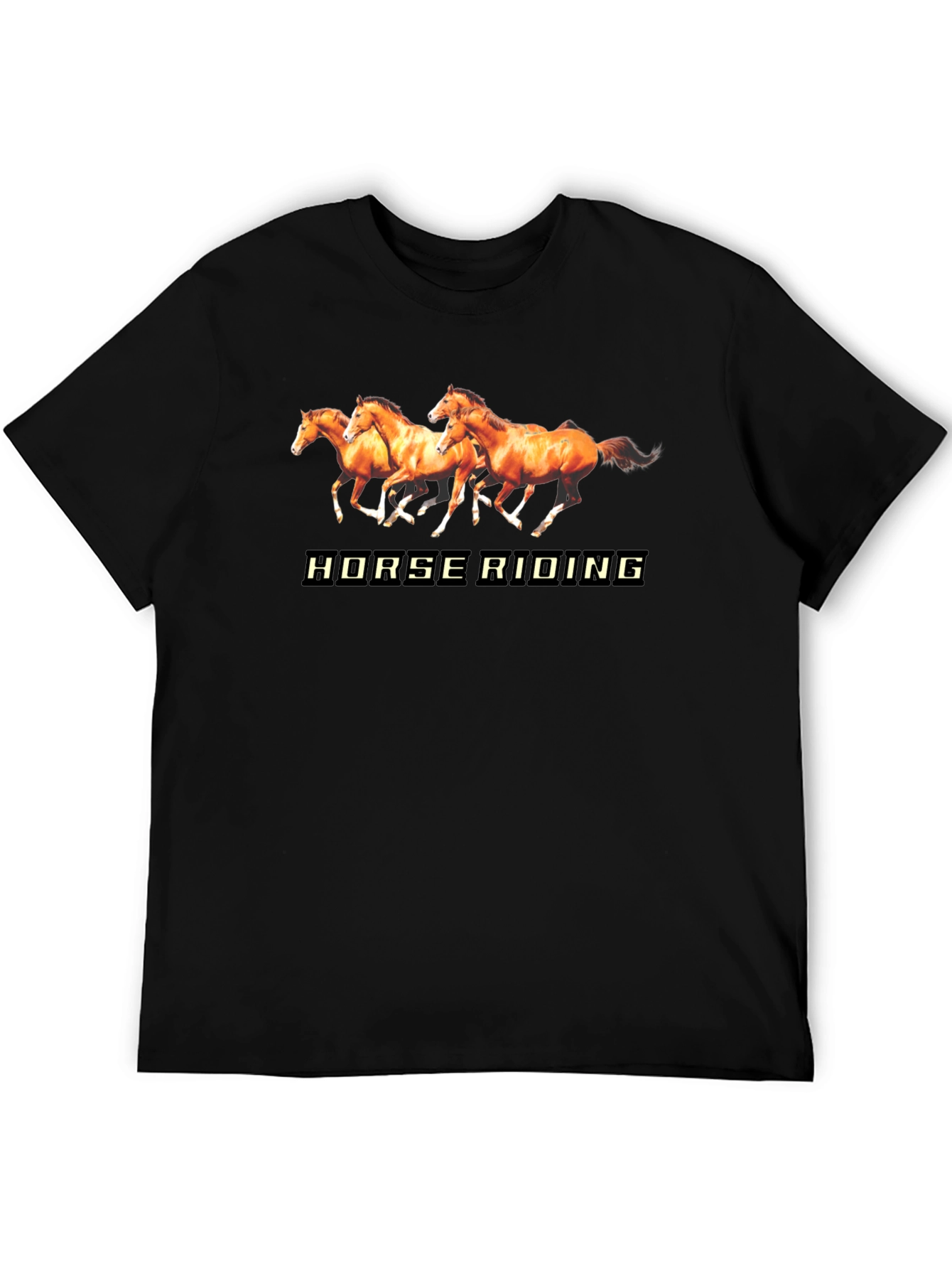 Black Horse Riding Graphic Print T-Shirt view 5