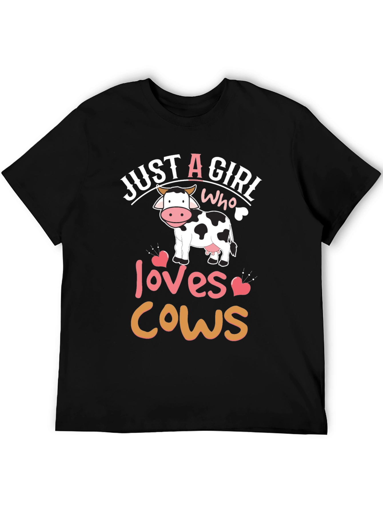Black Just A Girl Who Loves Cows T-Shirt view 5