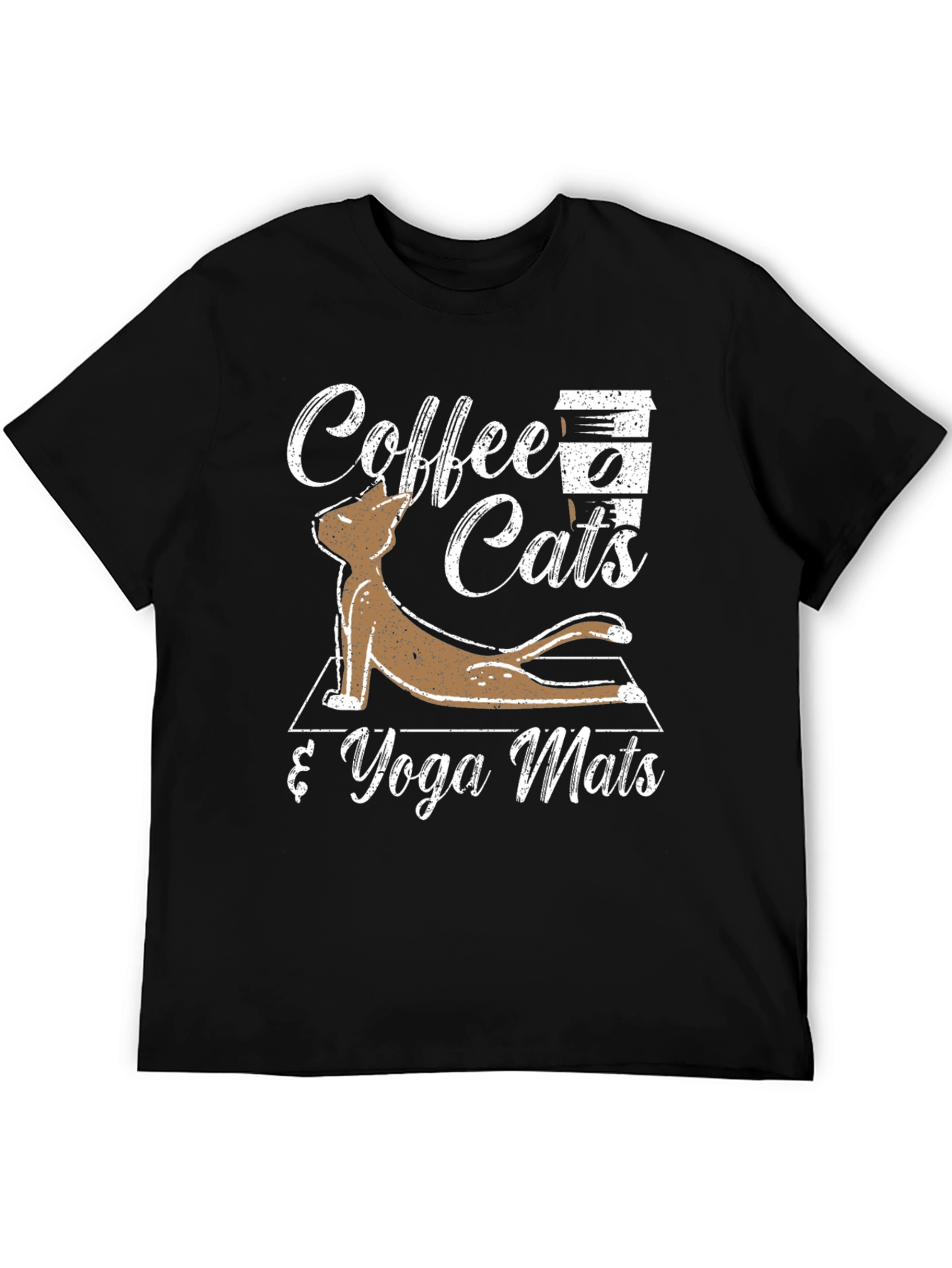 Black Coffee Cats & Yoga Mats Graphic T-Shirt view 5