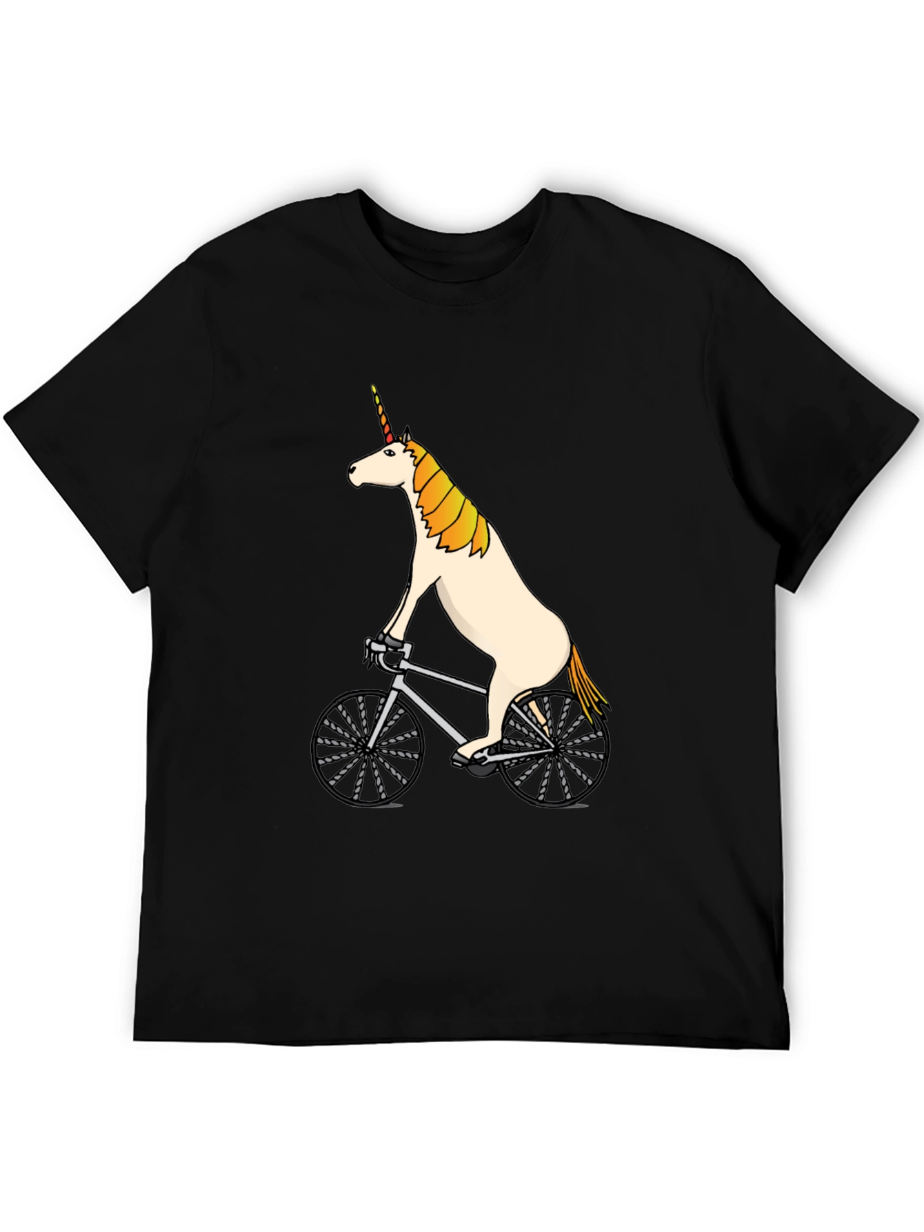 Black Unicorn Riding a Bike T-Shirt - Funny Graphic Tee view 5