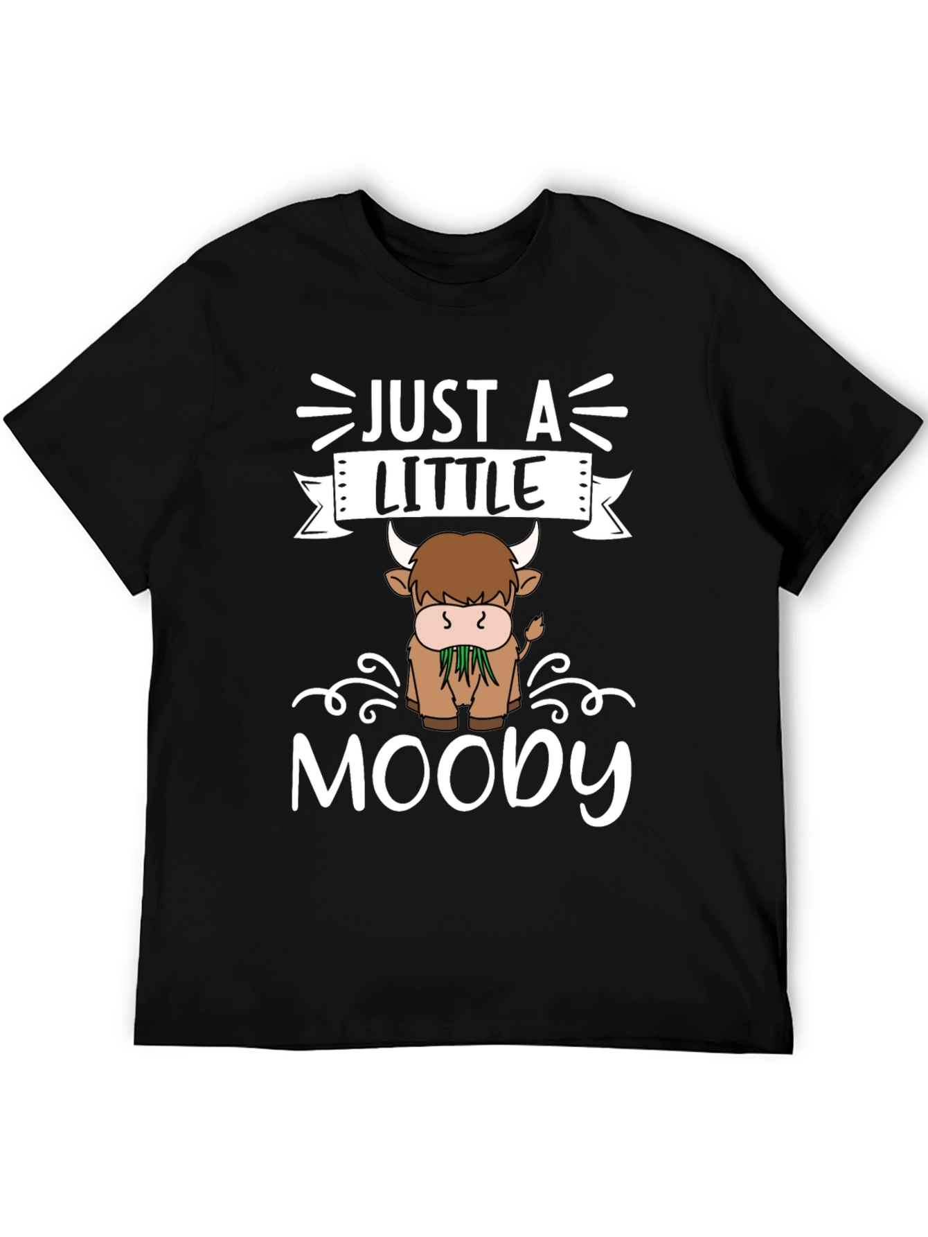 Black Just a Little Moody Highland Cow T-Shirt view 5
