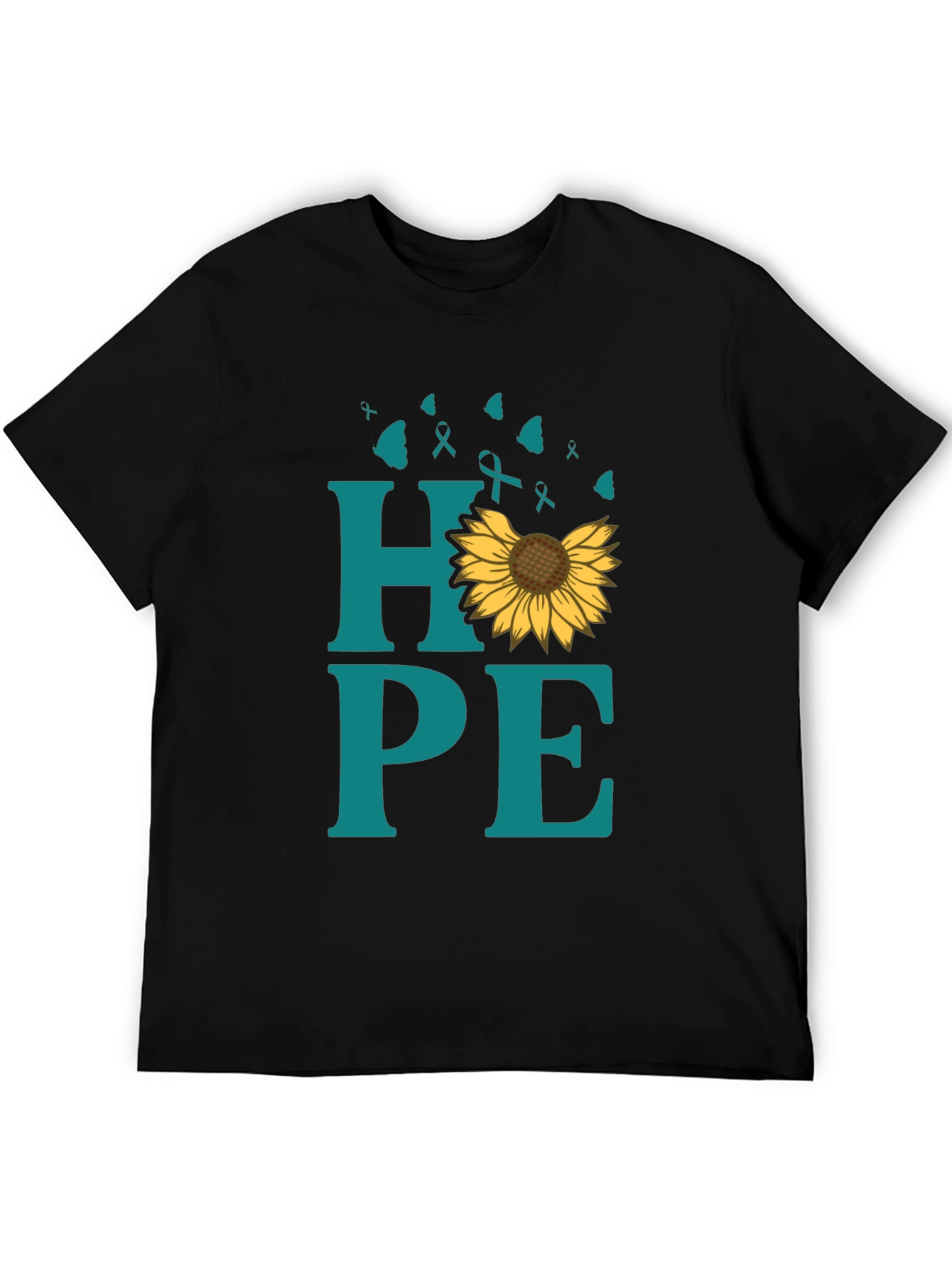 Black Hope Sunflower Ribbon Graphic T-Shirt view 5