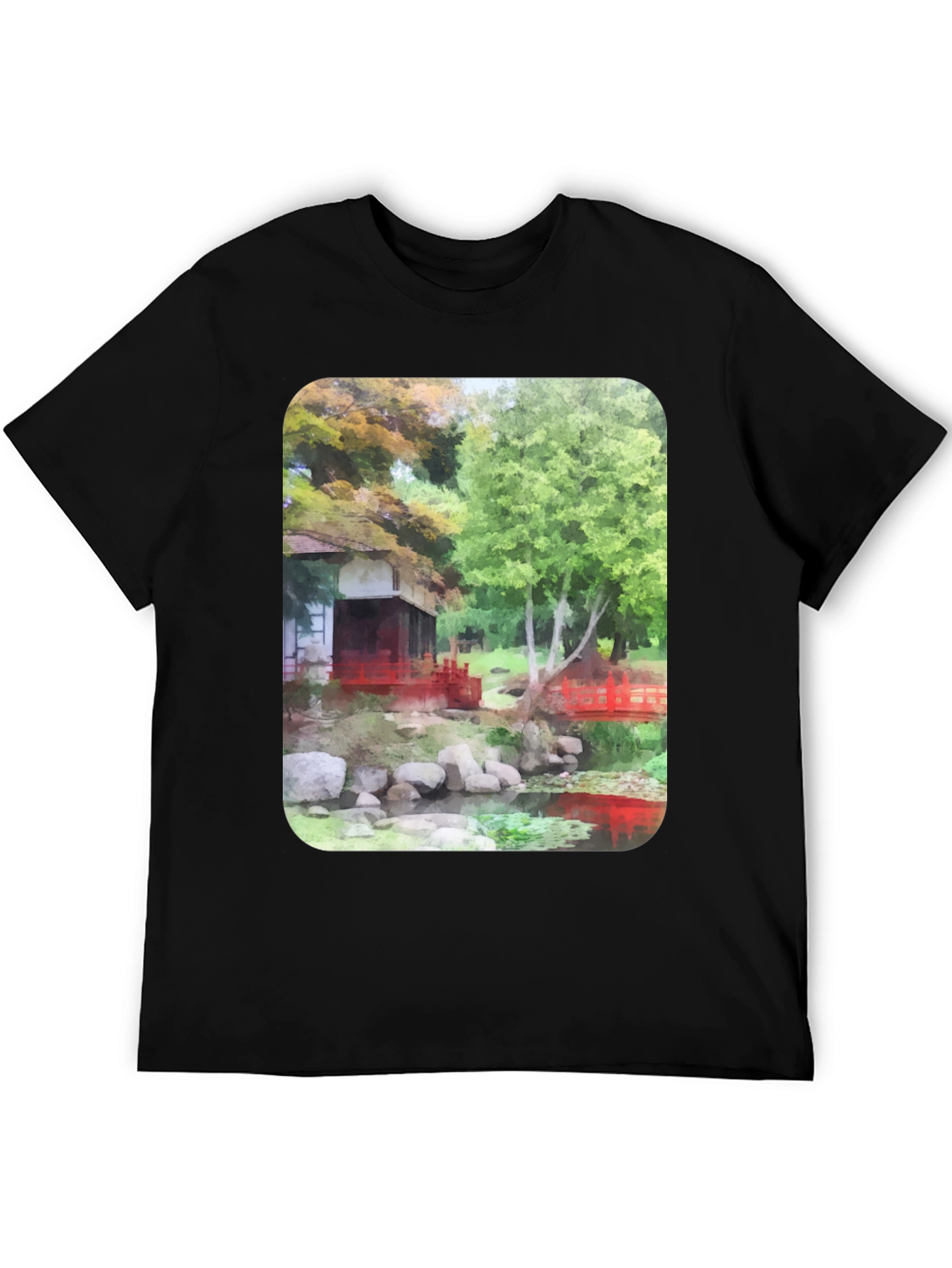 Black Zen Garden T-Shirt - Nature Inspired Graphic Tee view 5