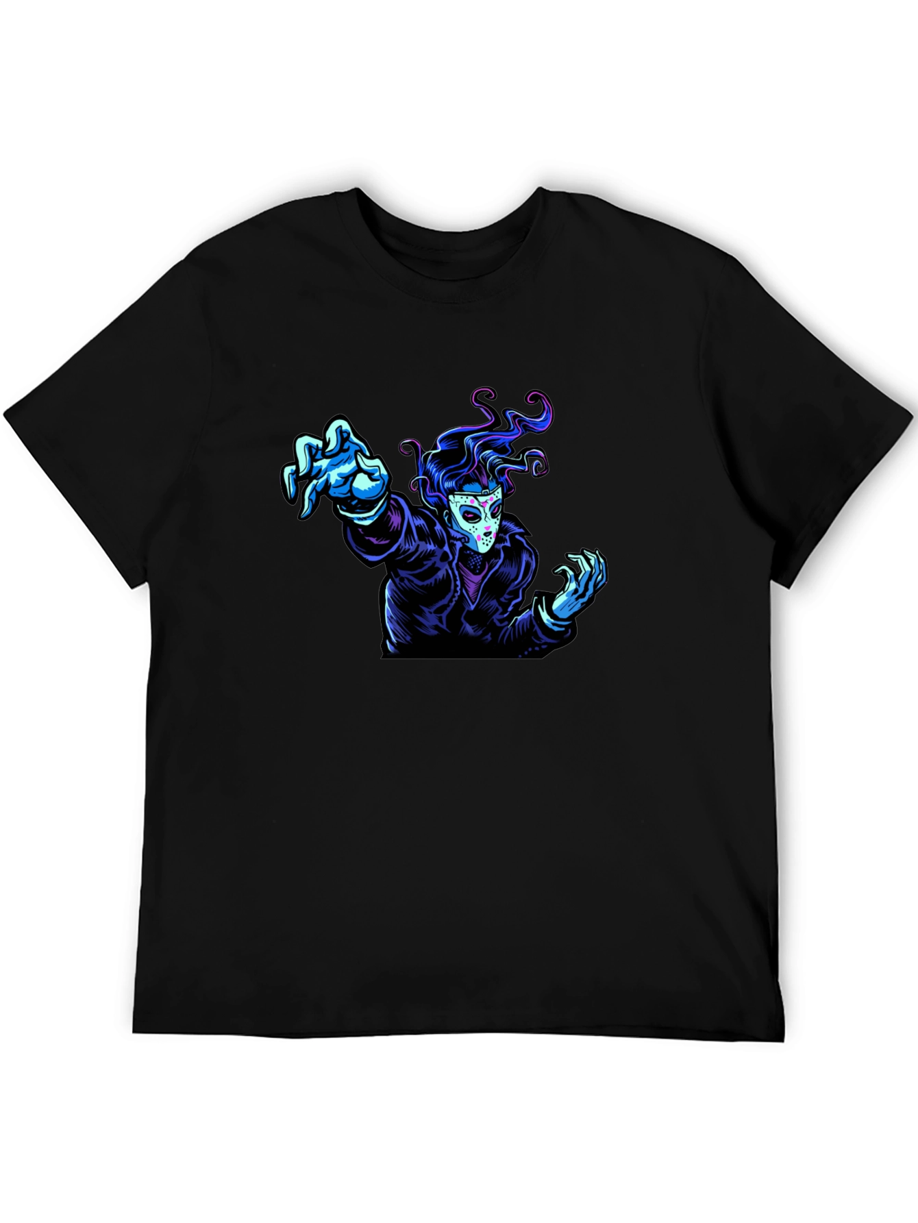 Black Graphic Tee - Masked Figure Design view 5