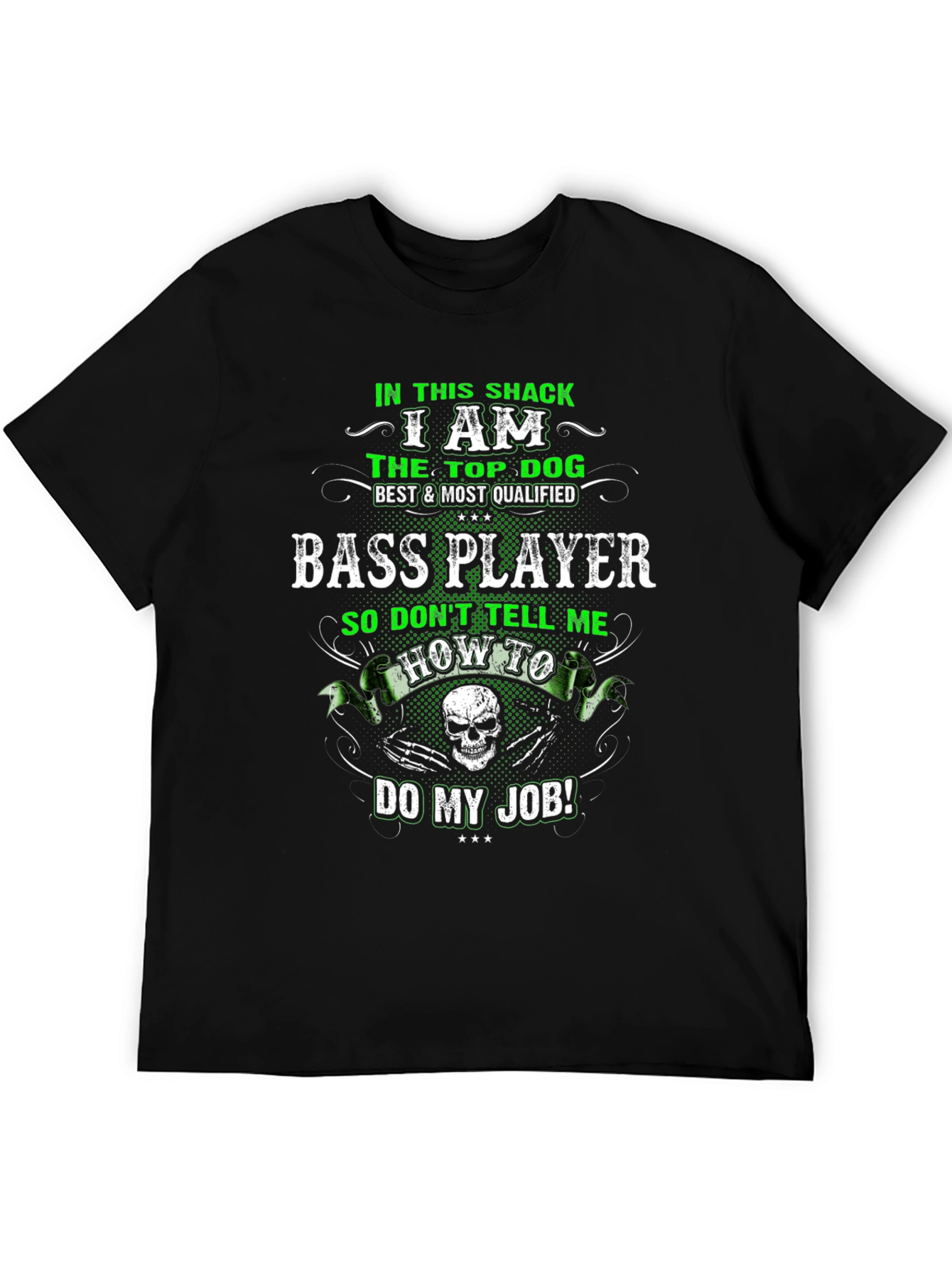 Black Bass Player T-Shirt - Top Dog Design view 5