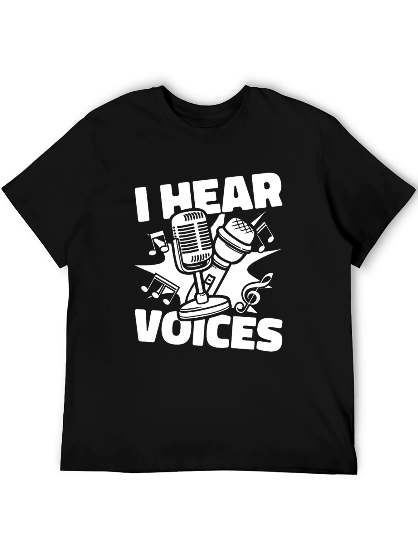 Black I Hear Voices Microphone T-Shirt view 5