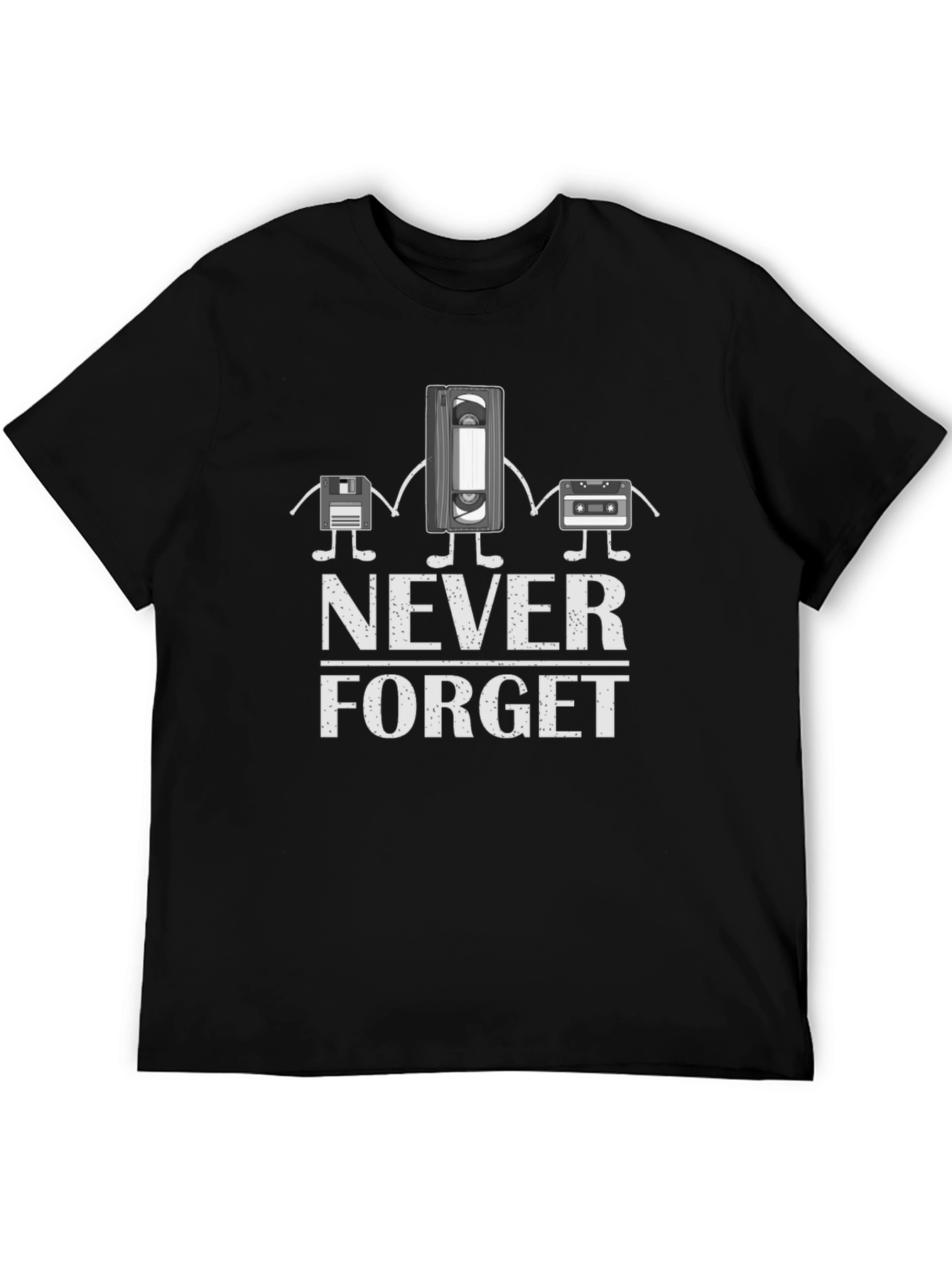 Black Never Forget T-Shirt - Floppy Disk, VHS, Cassette Tape view 5