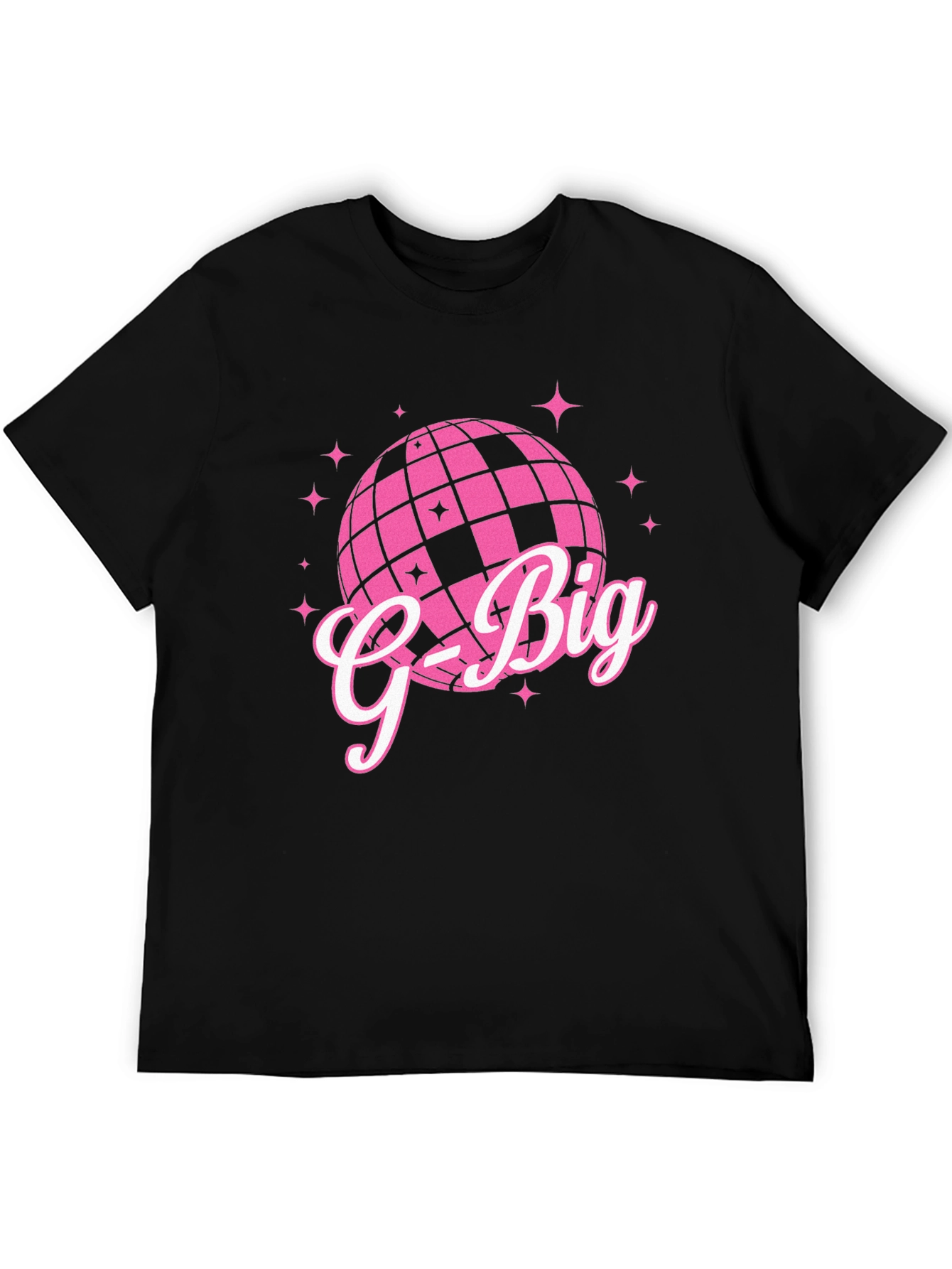Black G-Big Pink Disco Ball Graphic T-Shirt view 5