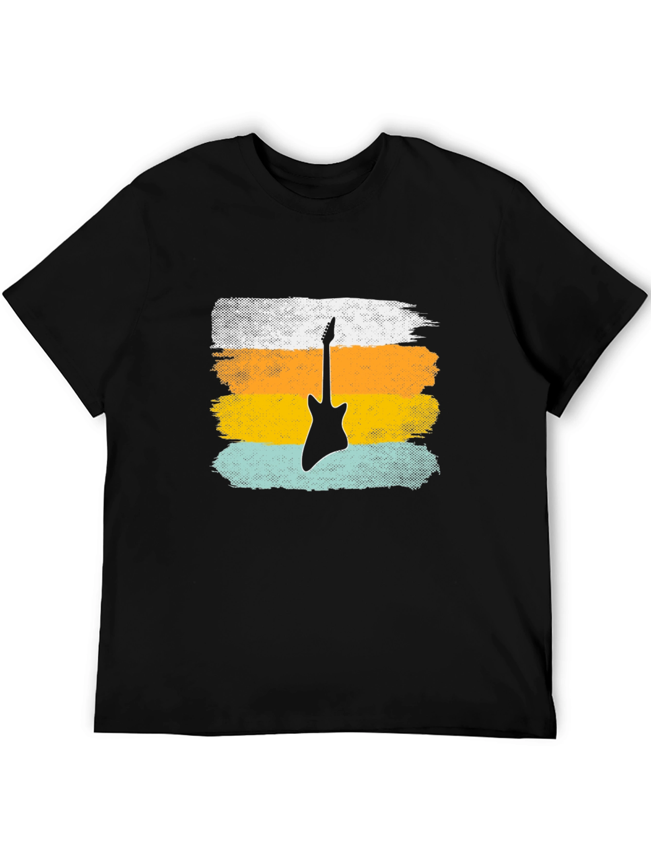 Black Retro Guitar T-Shirt - Black view 5