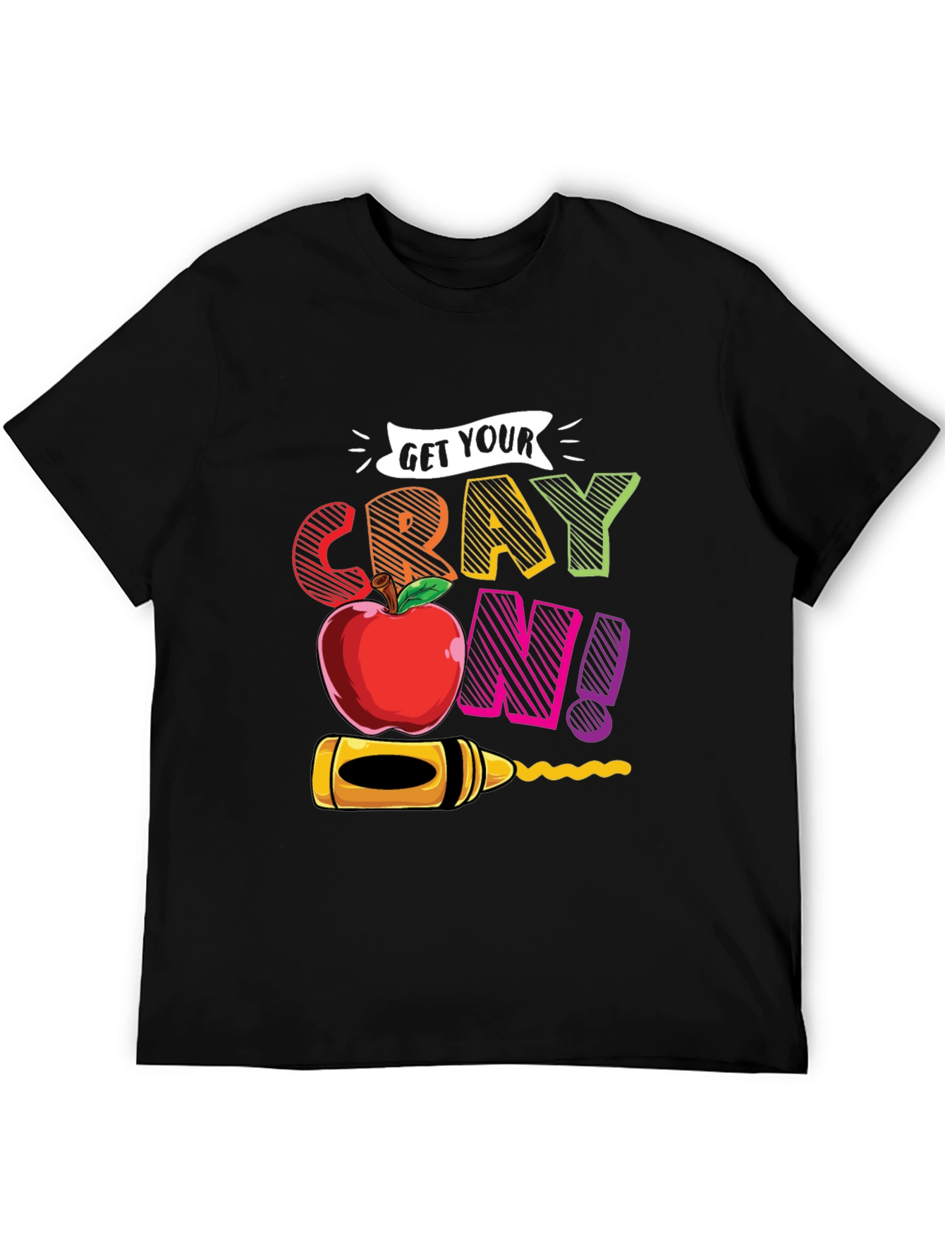Black Get Your Crayon On! Graphic T-Shirt view 5
