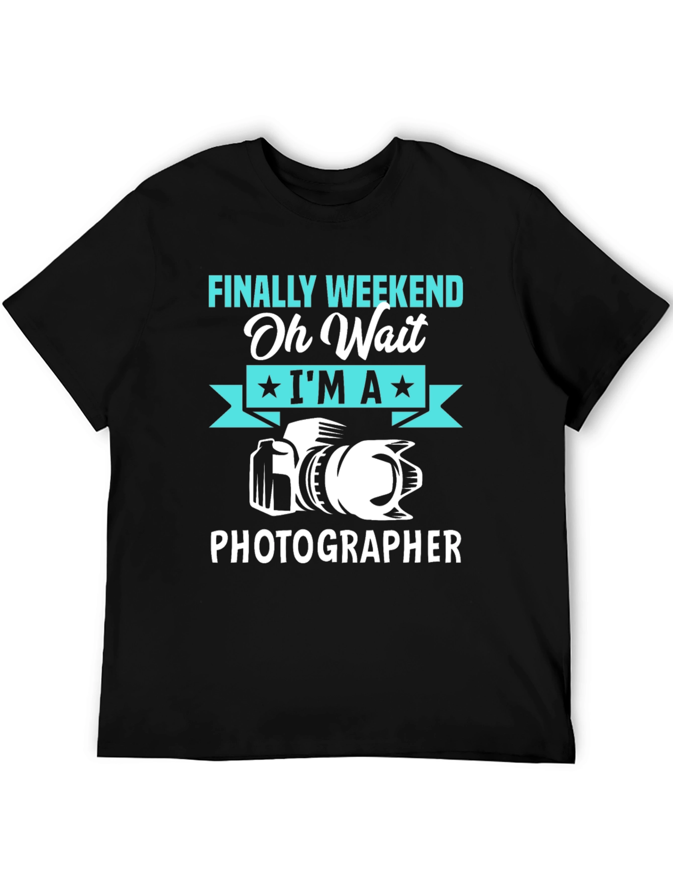 Black Funny Photographer T-Shirt - Finally Weekend view 5