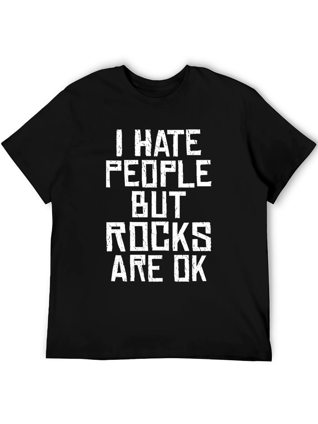 Black I Hate People But Rocks Are OK Graphic Tee view 5