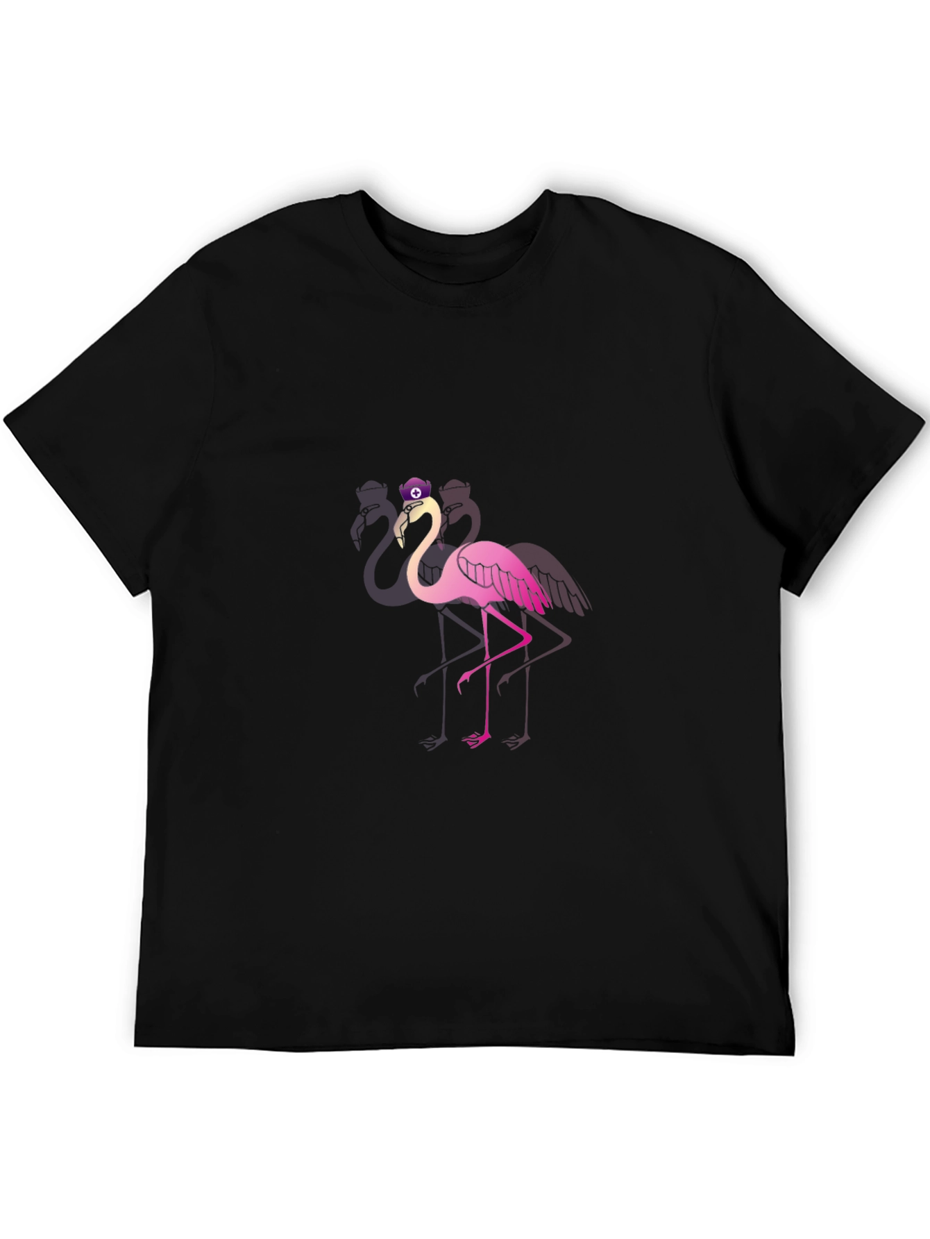 Black Funky Flamingo T-Shirt - Black Cotton Blend view 5