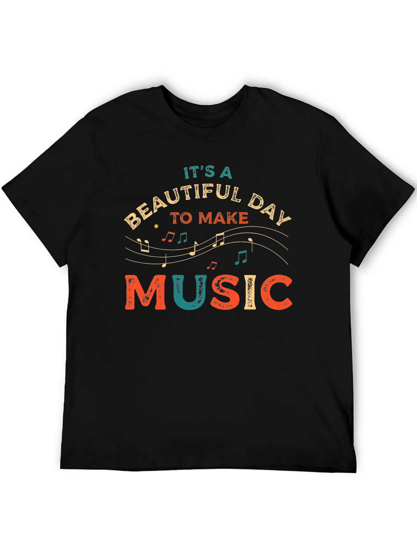 Black It's a Beautiful Day to Make Music Graphic T-Shirt view 5