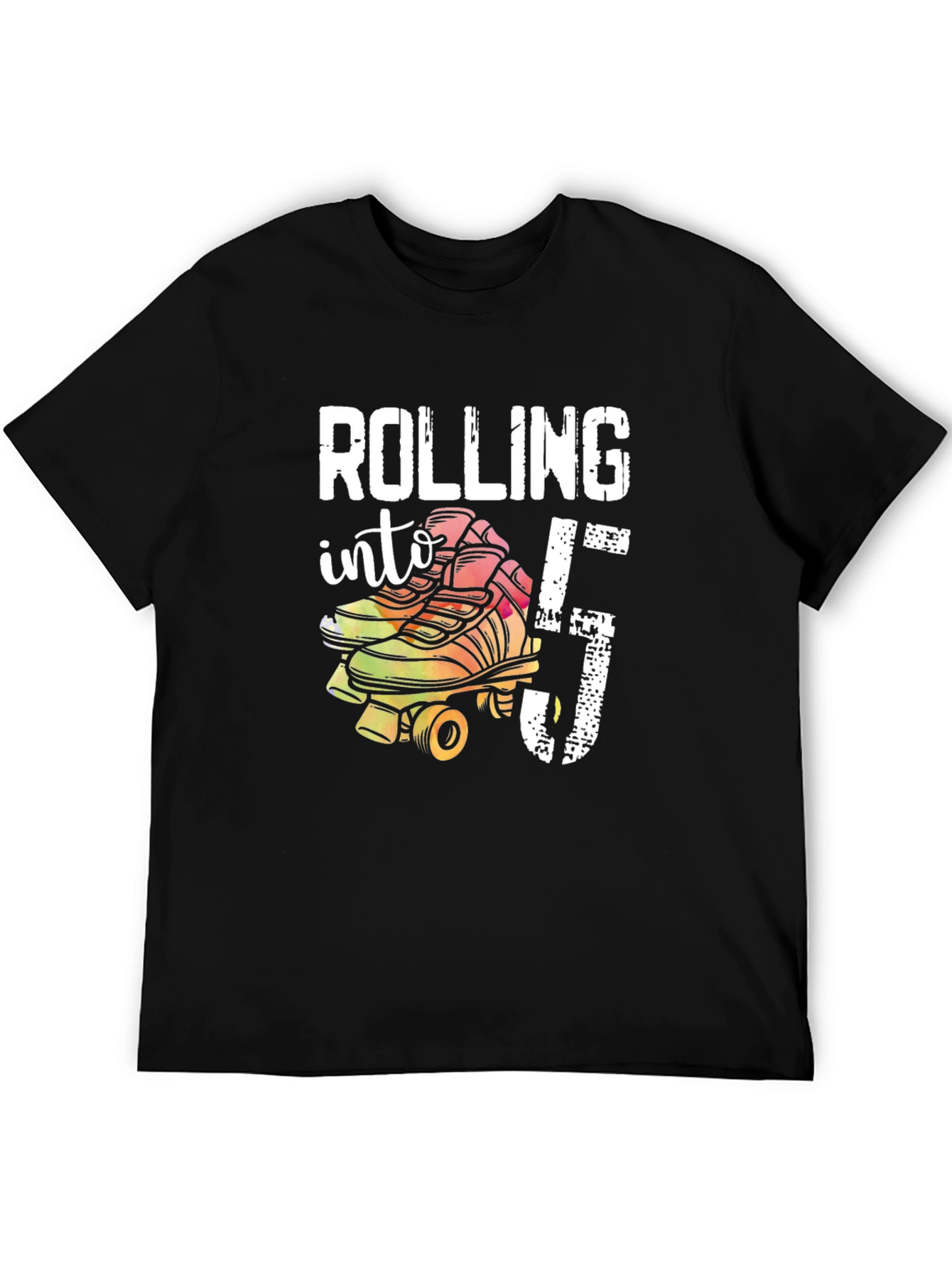 Black Rolling Into 5th Birthday T-Shirt view 5