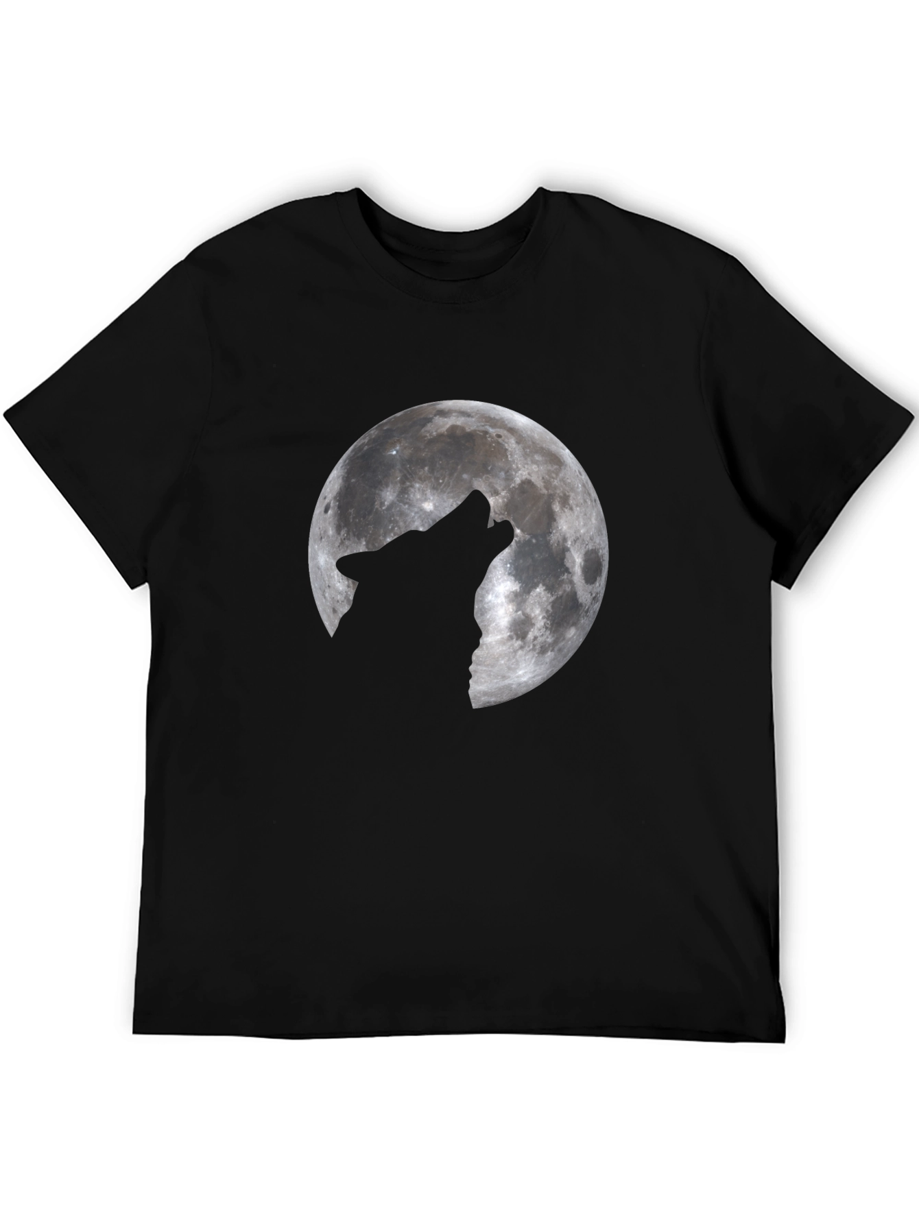Black Wolf Moon Graphic T-Shirt - Black Cotton Tee view 5