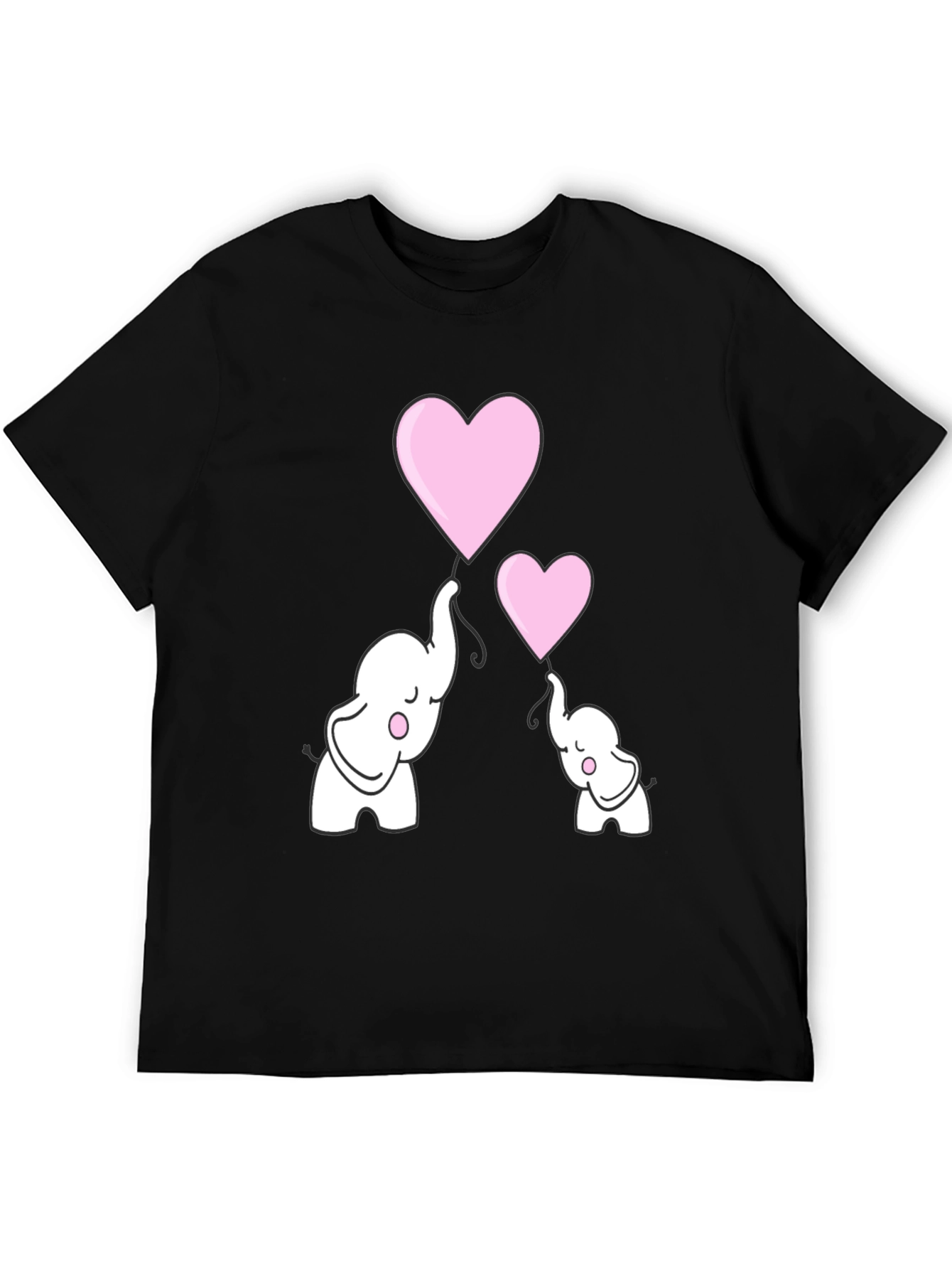 Black Elephant Heart Balloons Graphic T-Shirt view 5
