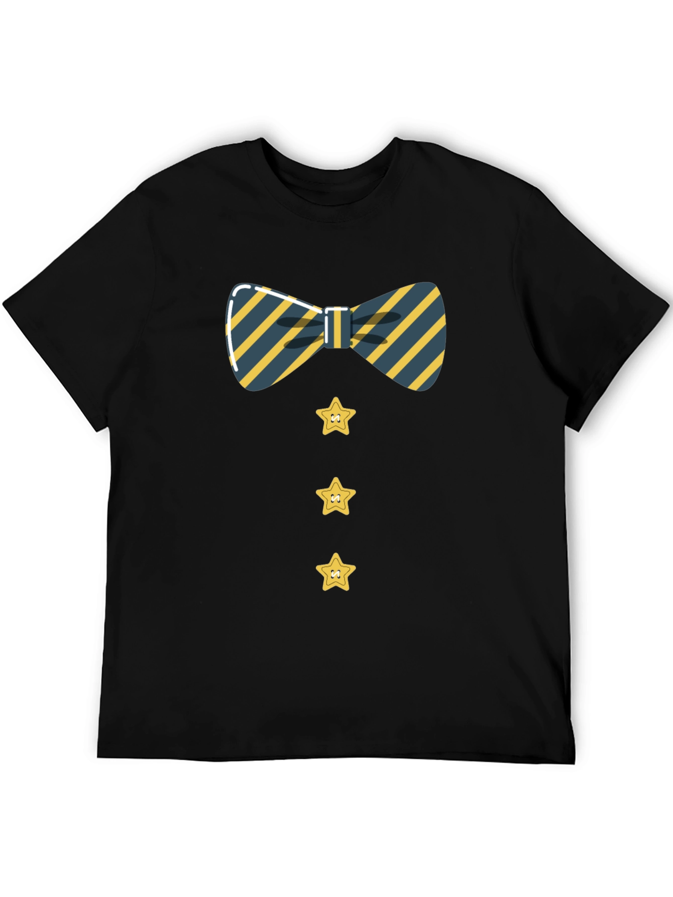 Black Striped Bowtie and Star Button Tee view 5