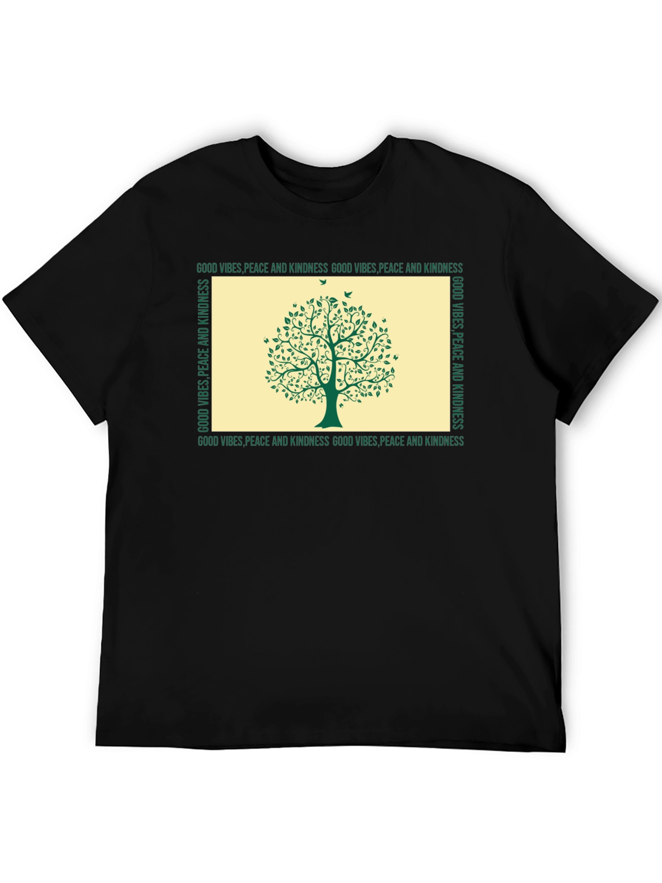 Black Kindness Tree Graphic T-Shirt - Good Vibes, Peace view 5