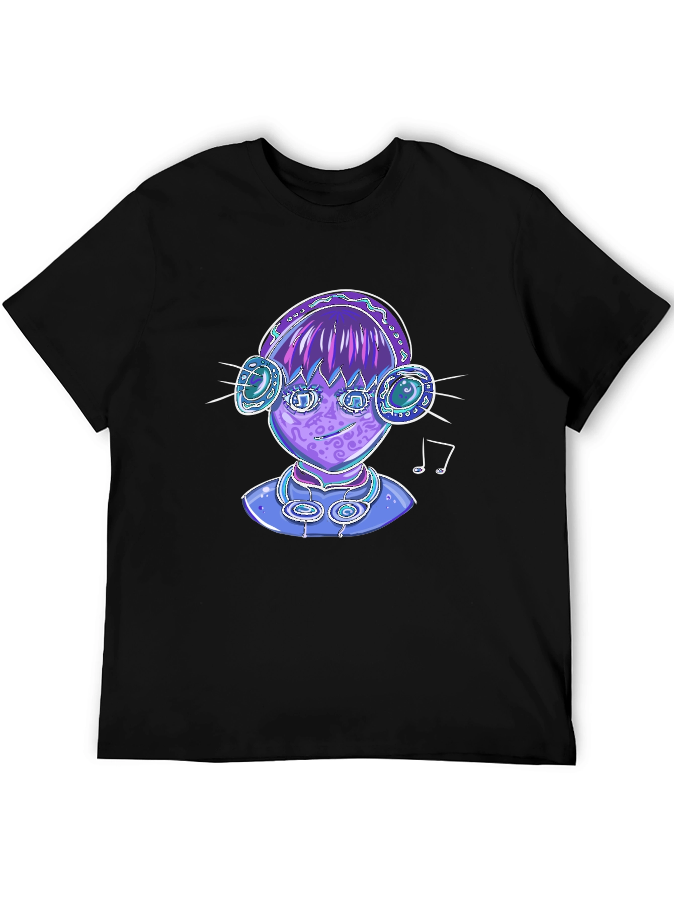 Black Groovy Tunes Tee - Black Graphic T-Shirt view 5