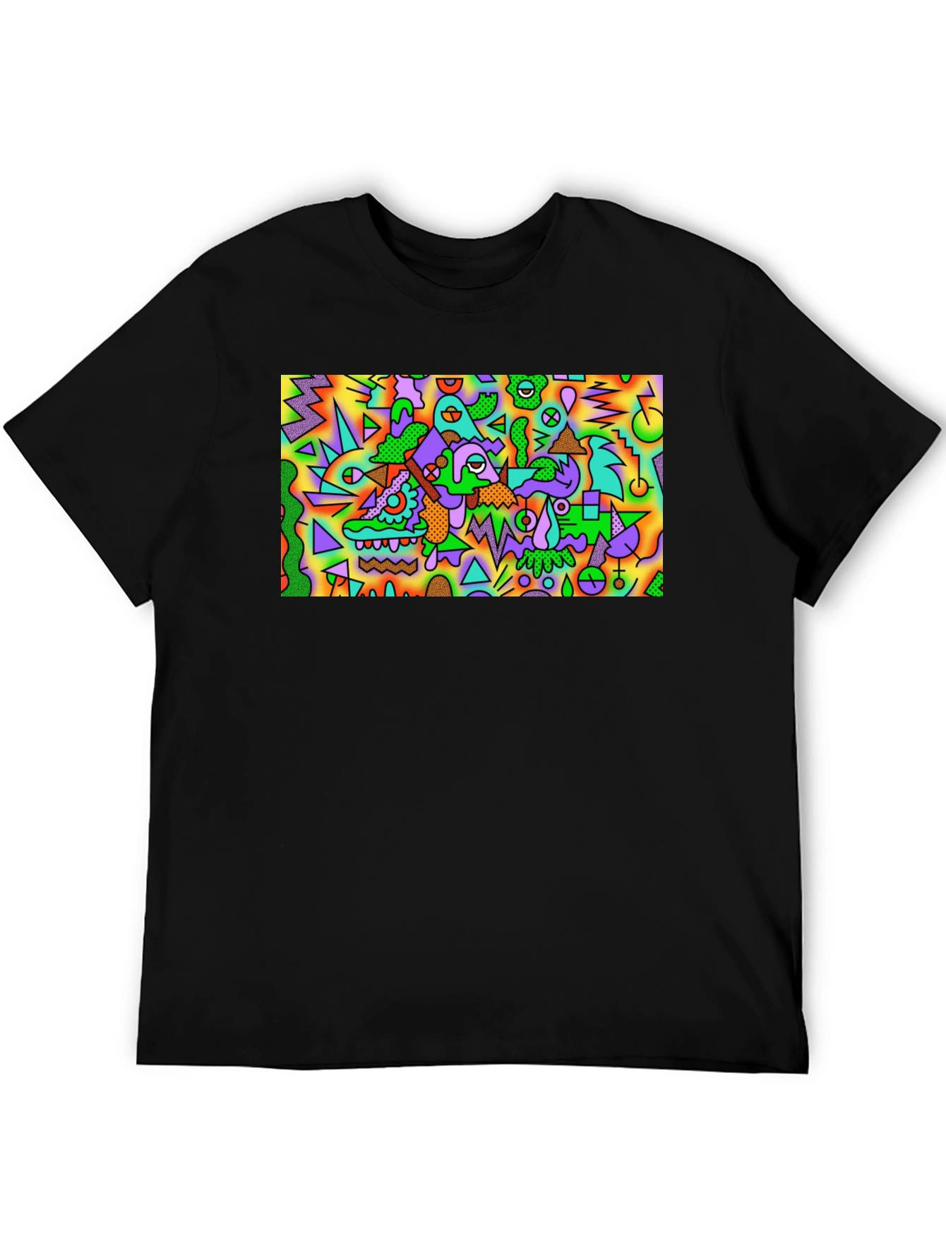 Black Abstract Art Tee - Bold Graphic Print T-Shirt view 5