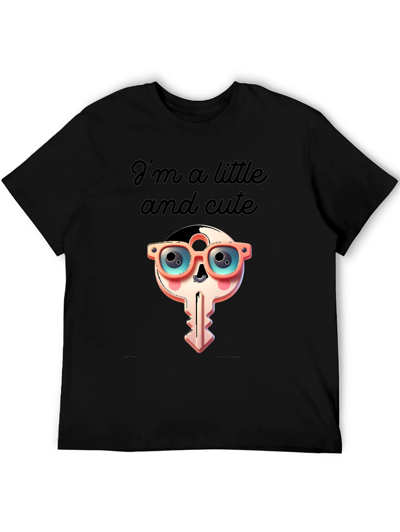 Black Cute Cartoon Key Graphic Tee - Unlock Your Style view 5