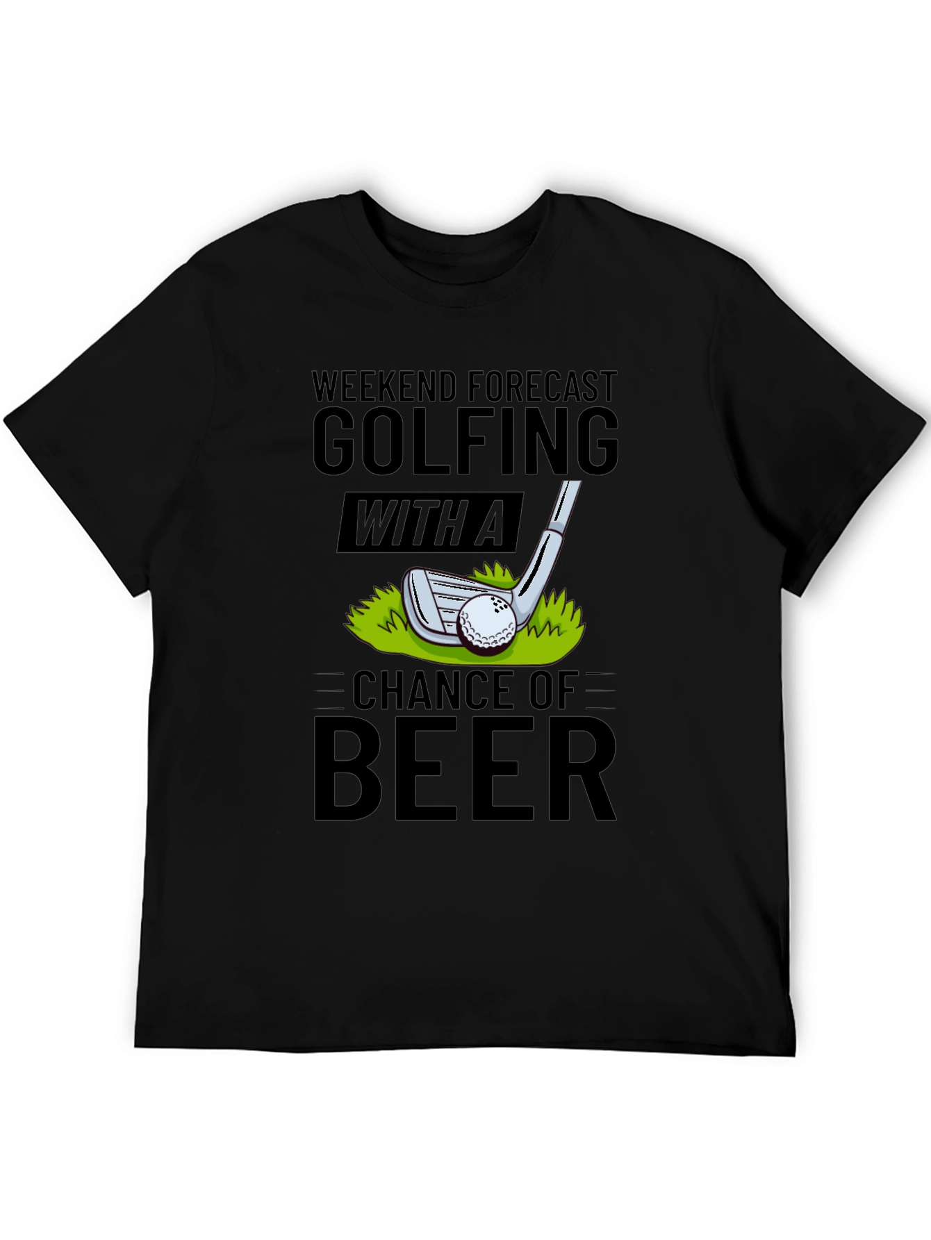 Black Golfing & Beer Forecast T-Shirt view 5
