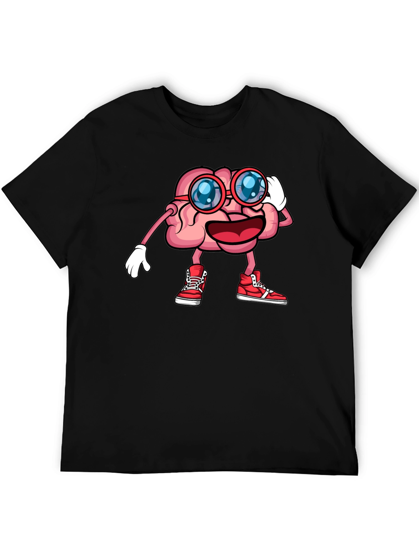 Black Brainy Graphic Tee - Funny Cartoon Brain T-Shirt view 5