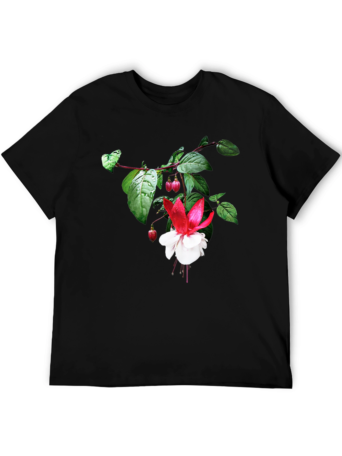 Black Floral Graphic Tee - Black Cotton Blend view 5