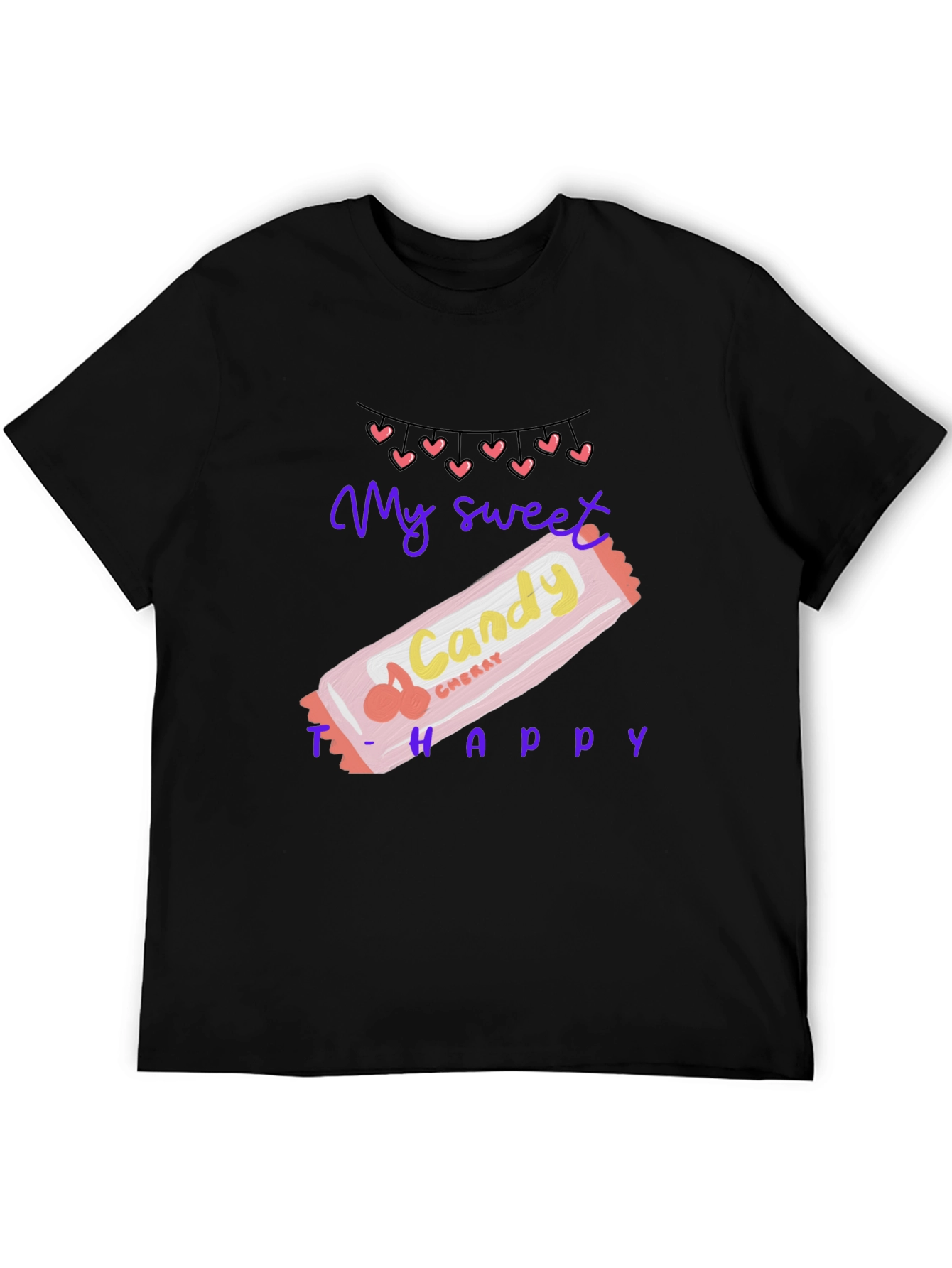 Black Sweet Candy Cherry Happy T-Shirt view 5