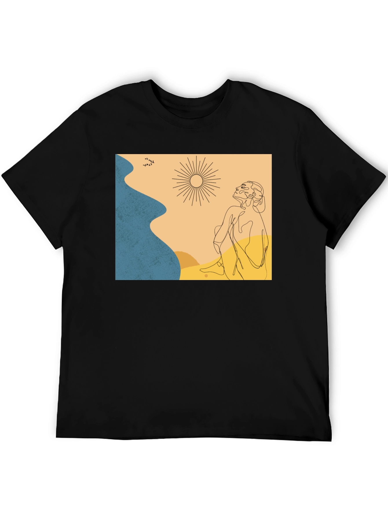 Black Abstract Graphic Print Crew Neck T-Shirt view 5