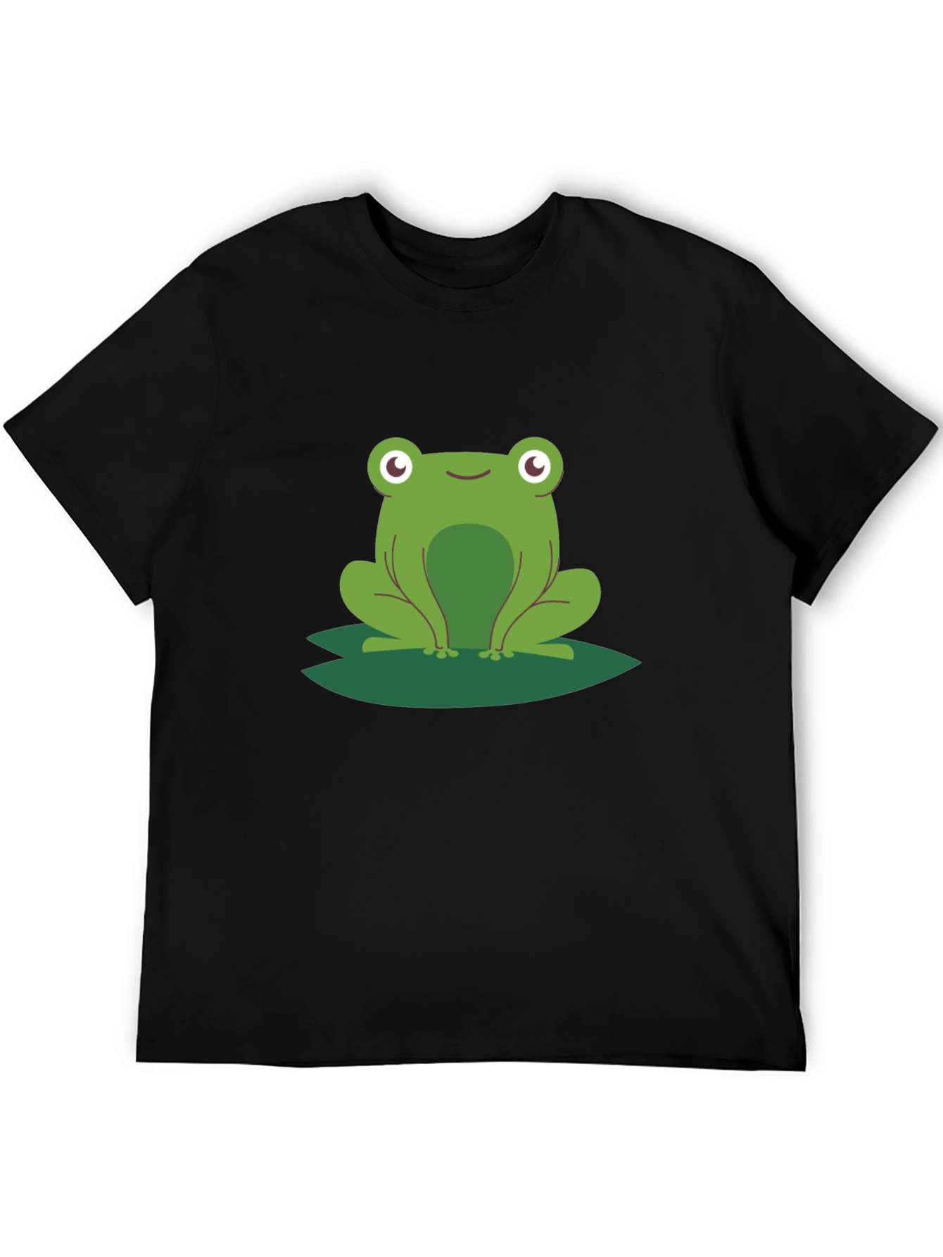 Black Frog on Lily Pad Graphic Tee - Black Cotton view 5