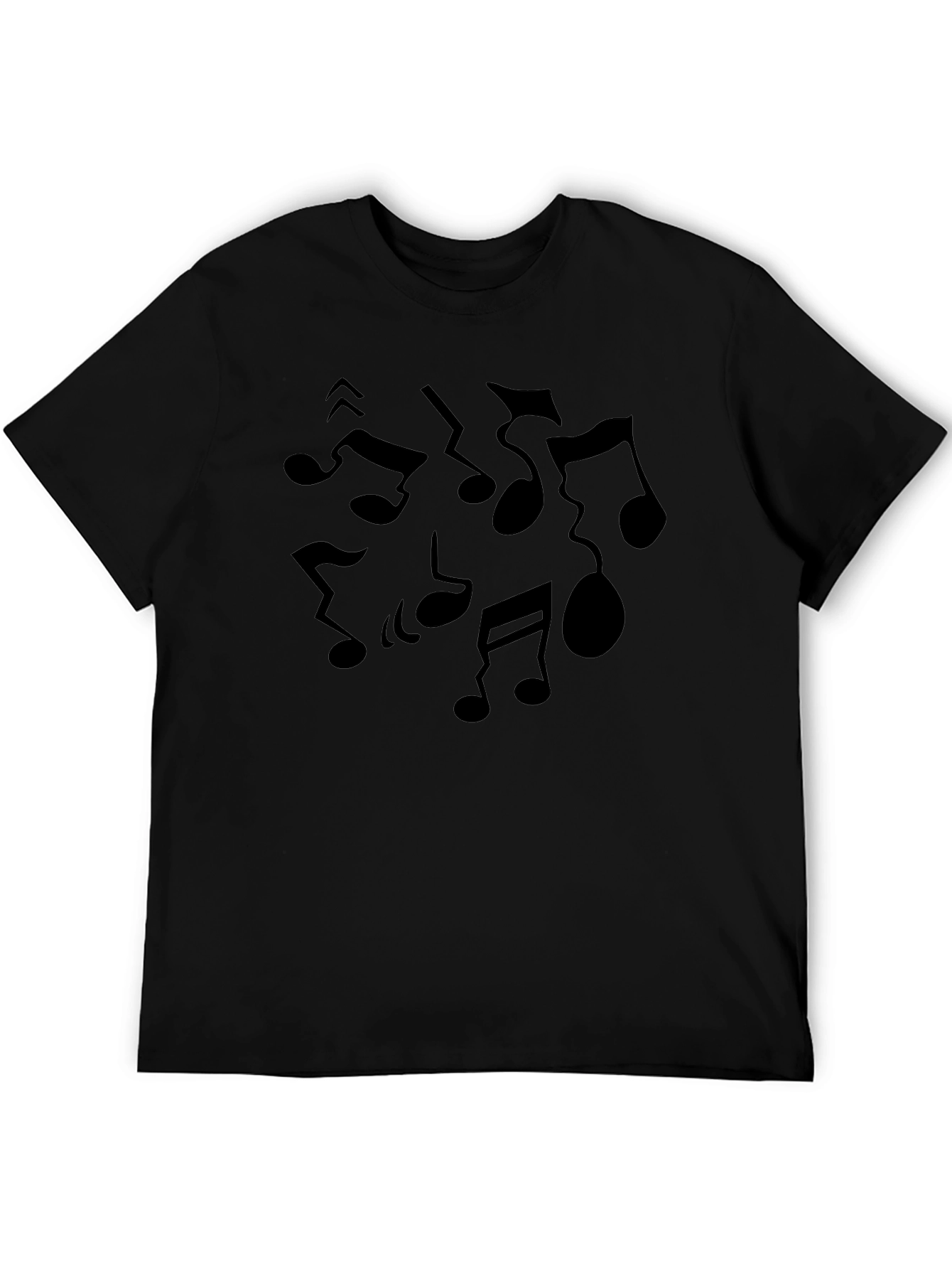 Black Musical Notes Graphic Tee - Black Cotton T-Shirt view 5
