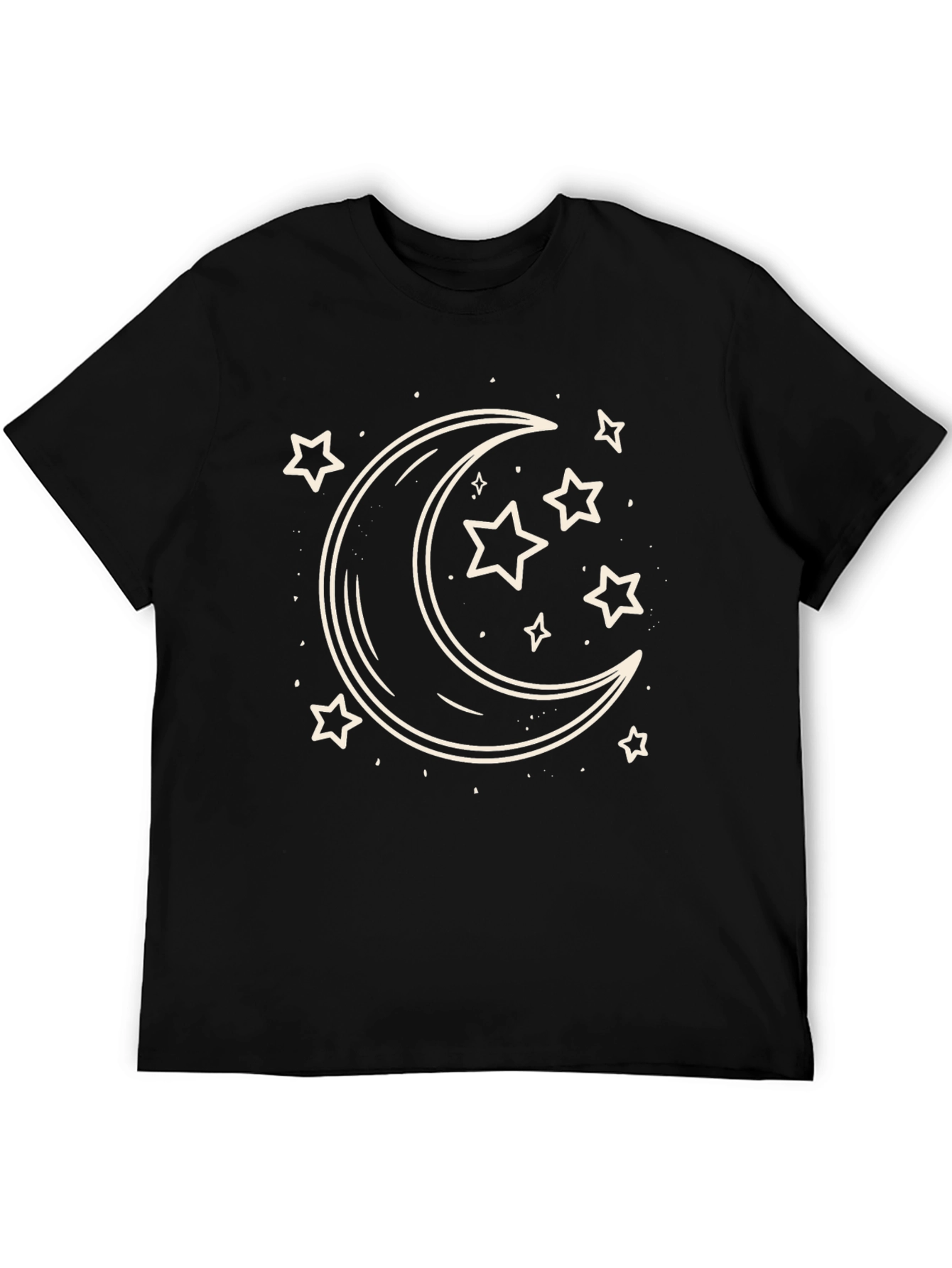 Black Celestial Moon & Stars Graphic Tee - Black Cotton Comfort view 5