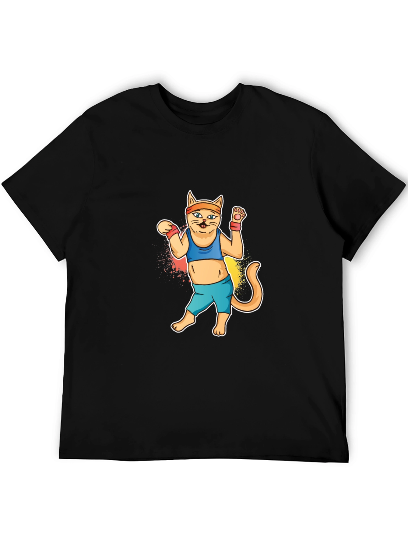 Black Workout Cat Graphic Tee view 5