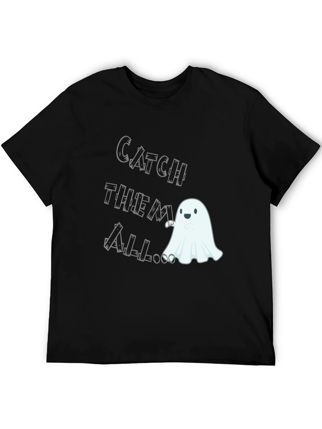 Black Catch Them All Ghost T-Shirt - Spooky Season Fun! view 5
