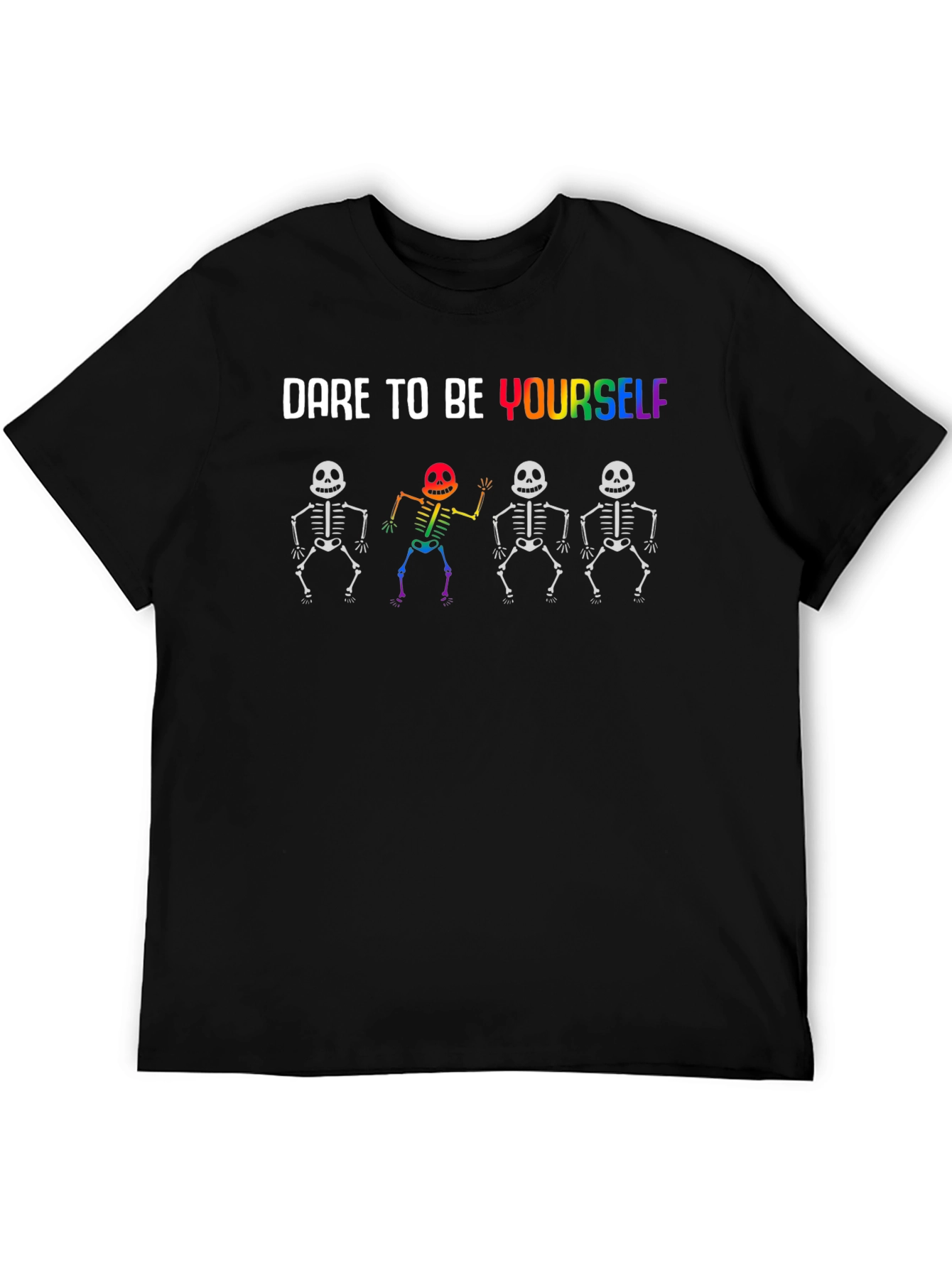 Black Dare to Be Yourself Skeleton T-Shirt view 5