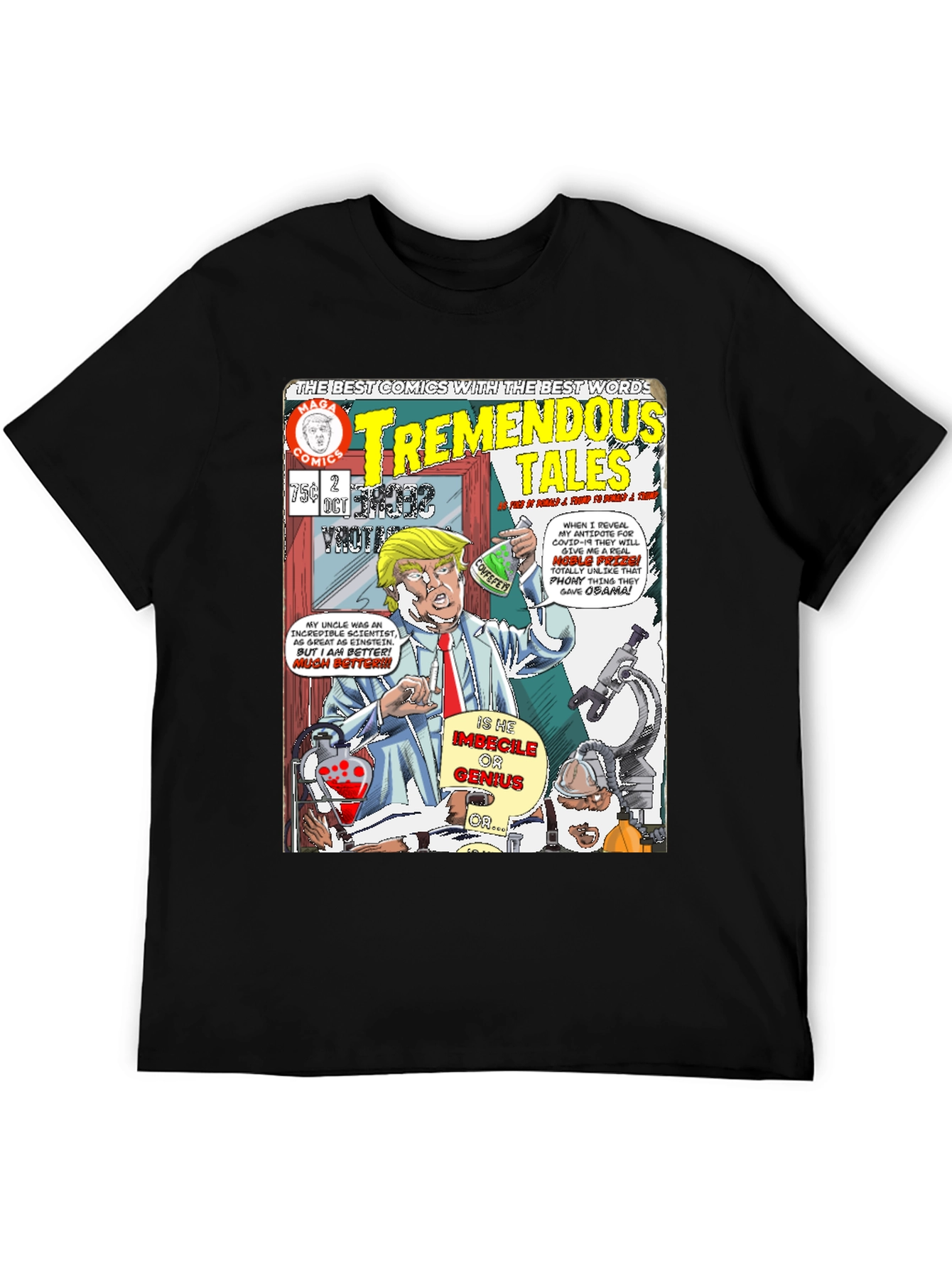 Black Tremendous Tales Trump Comic T-Shirt view 5