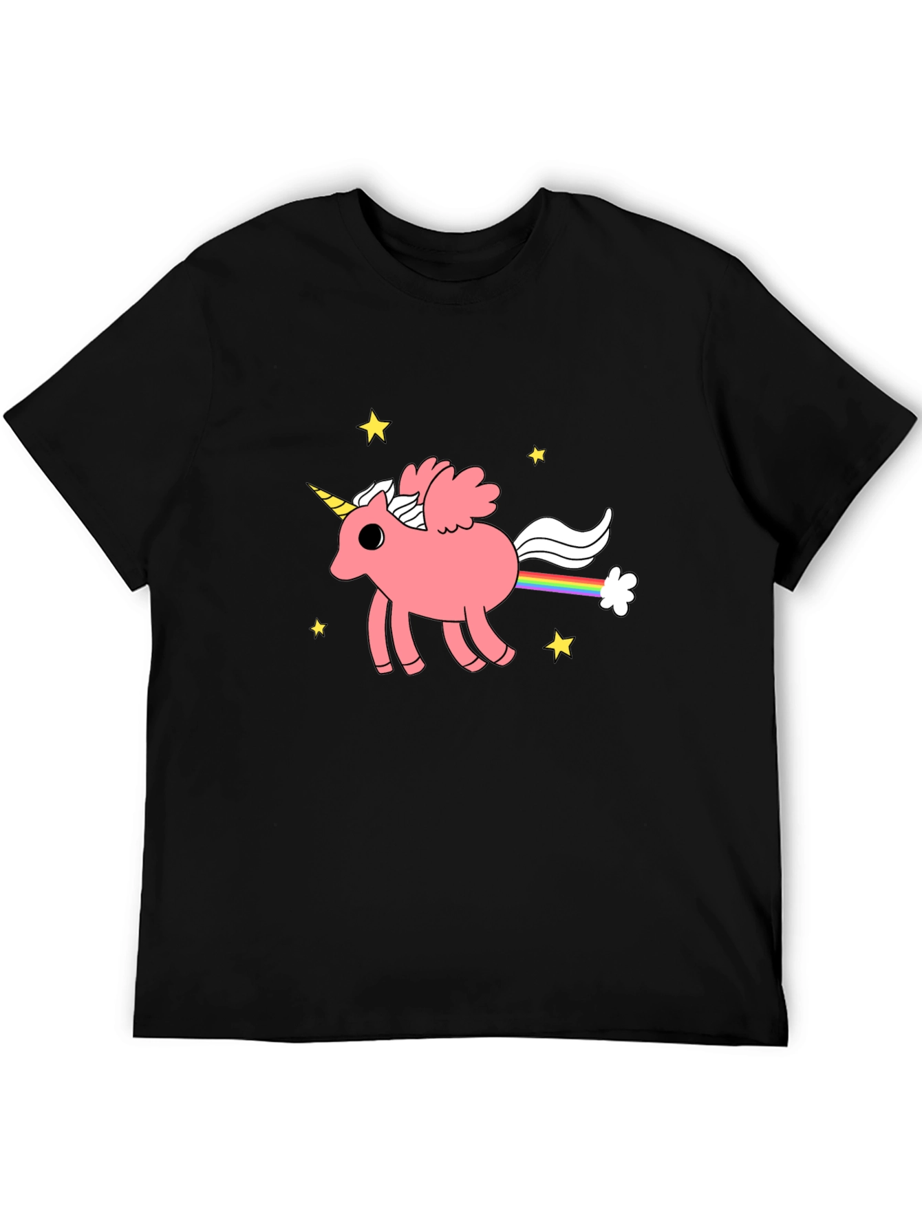 Black Unicorn Rainbow Poop Graphic T-Shirt view 5