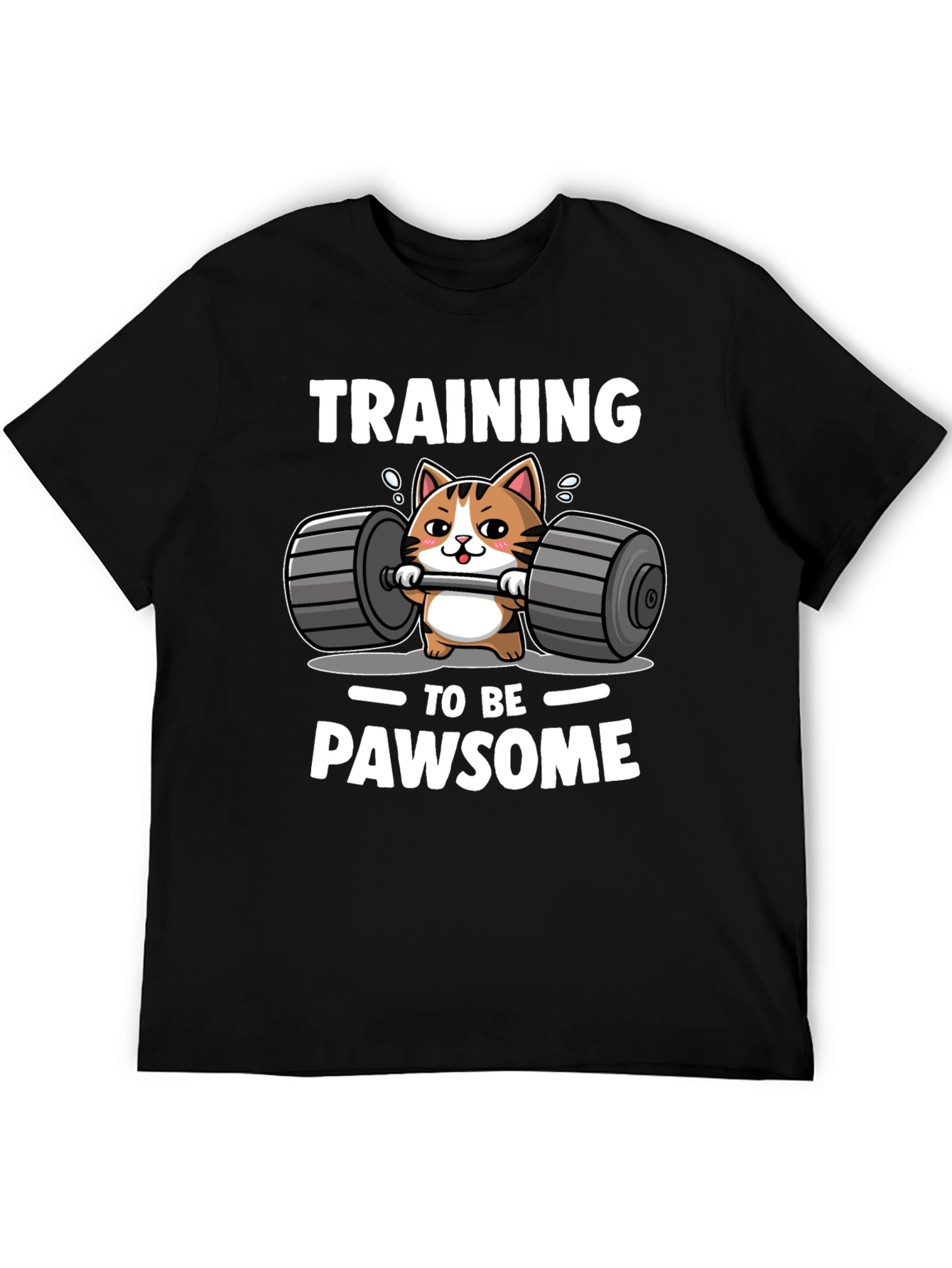 Black Training to be PAWSOME Cat Workout T-Shirt view 5