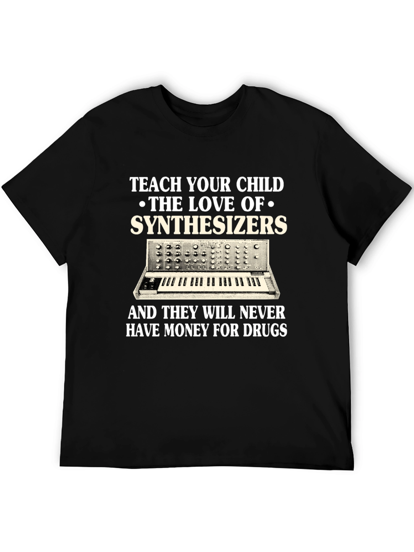 Black Teach Your Child Synthesizers Graphic T-Shirt view 5