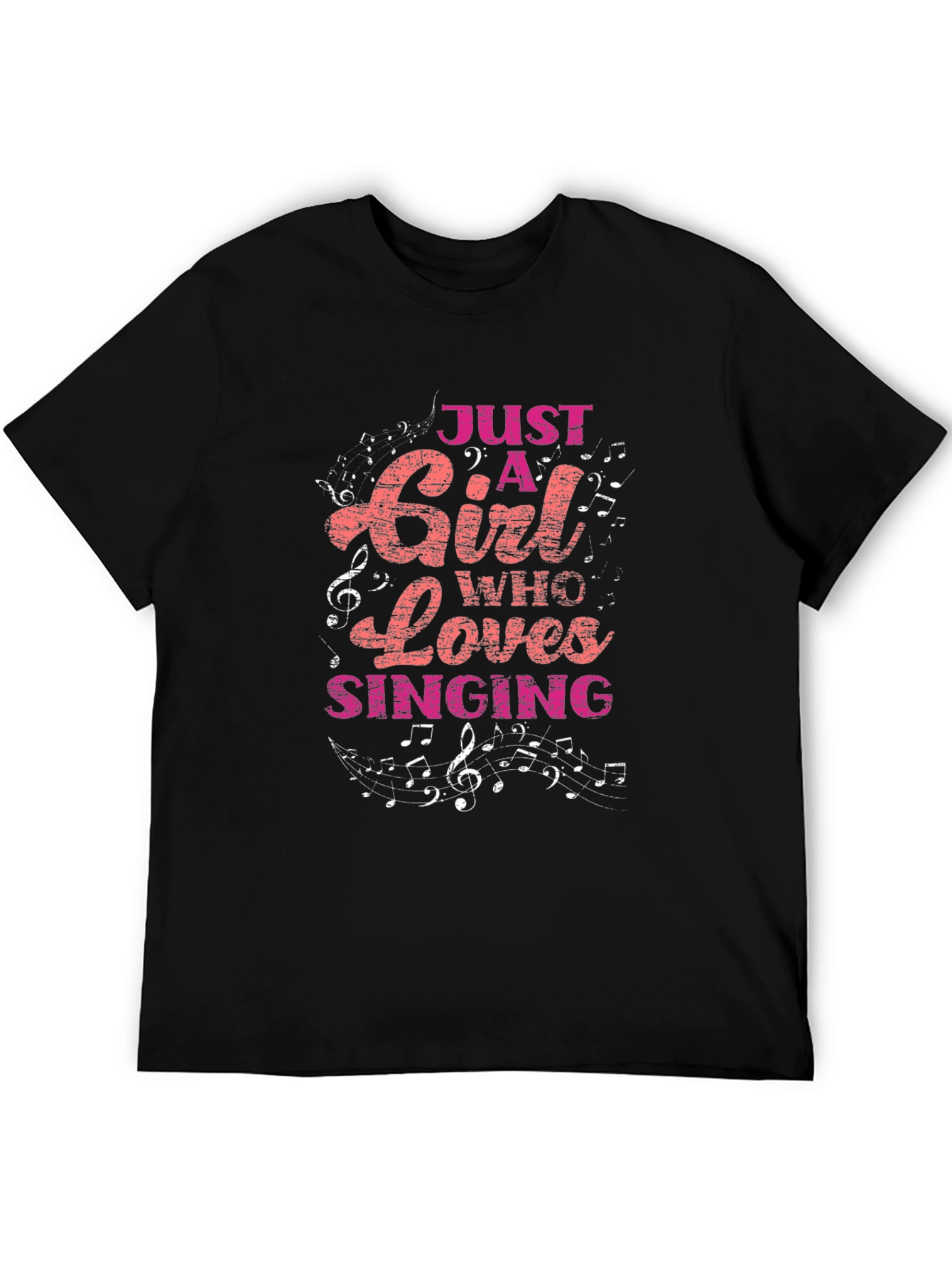 Black Just A Girl Who Loves Singing T-Shirt view 5