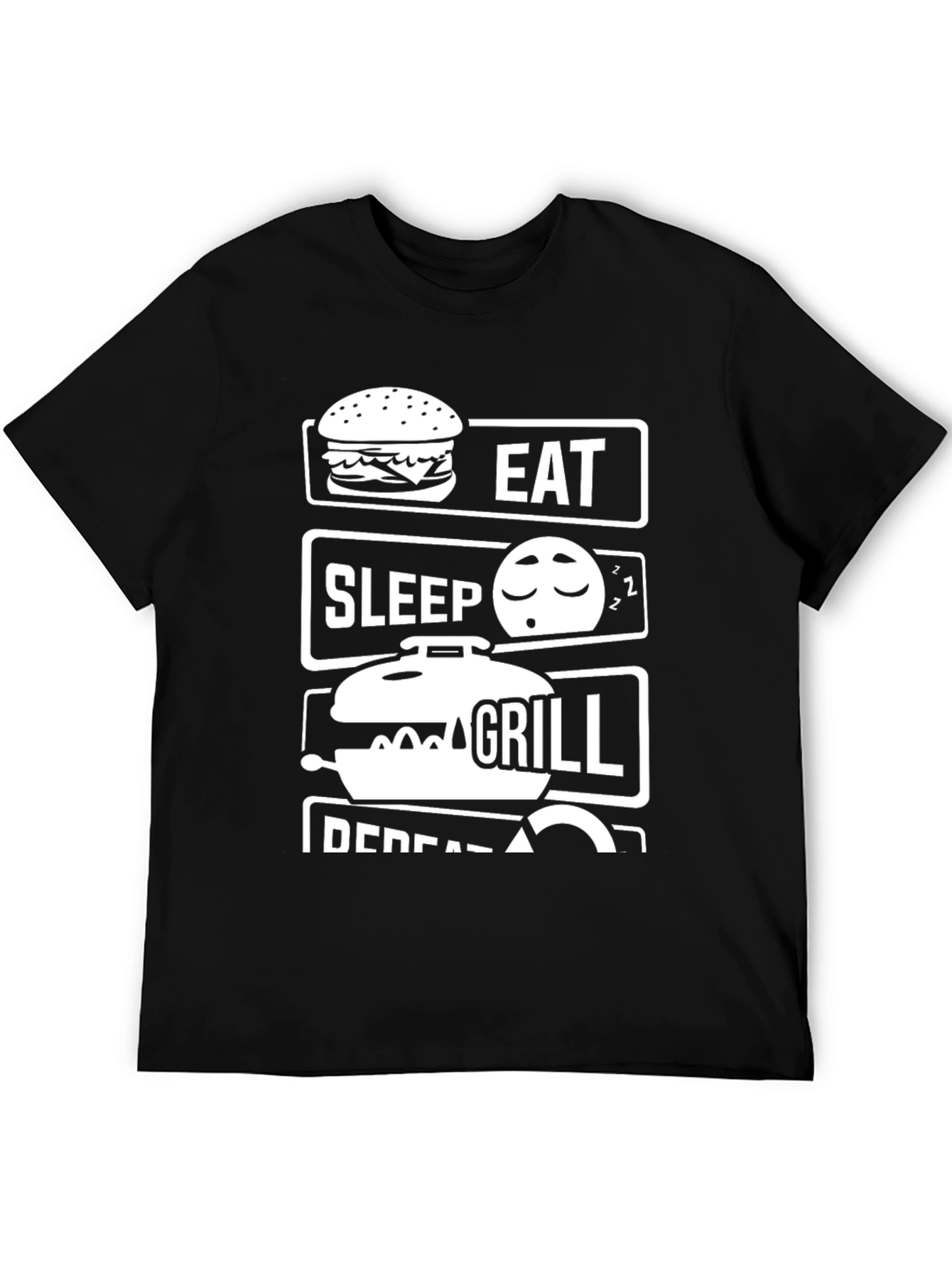 Black Eat Sleep Grill Repeat Black Graphic Tee view 5