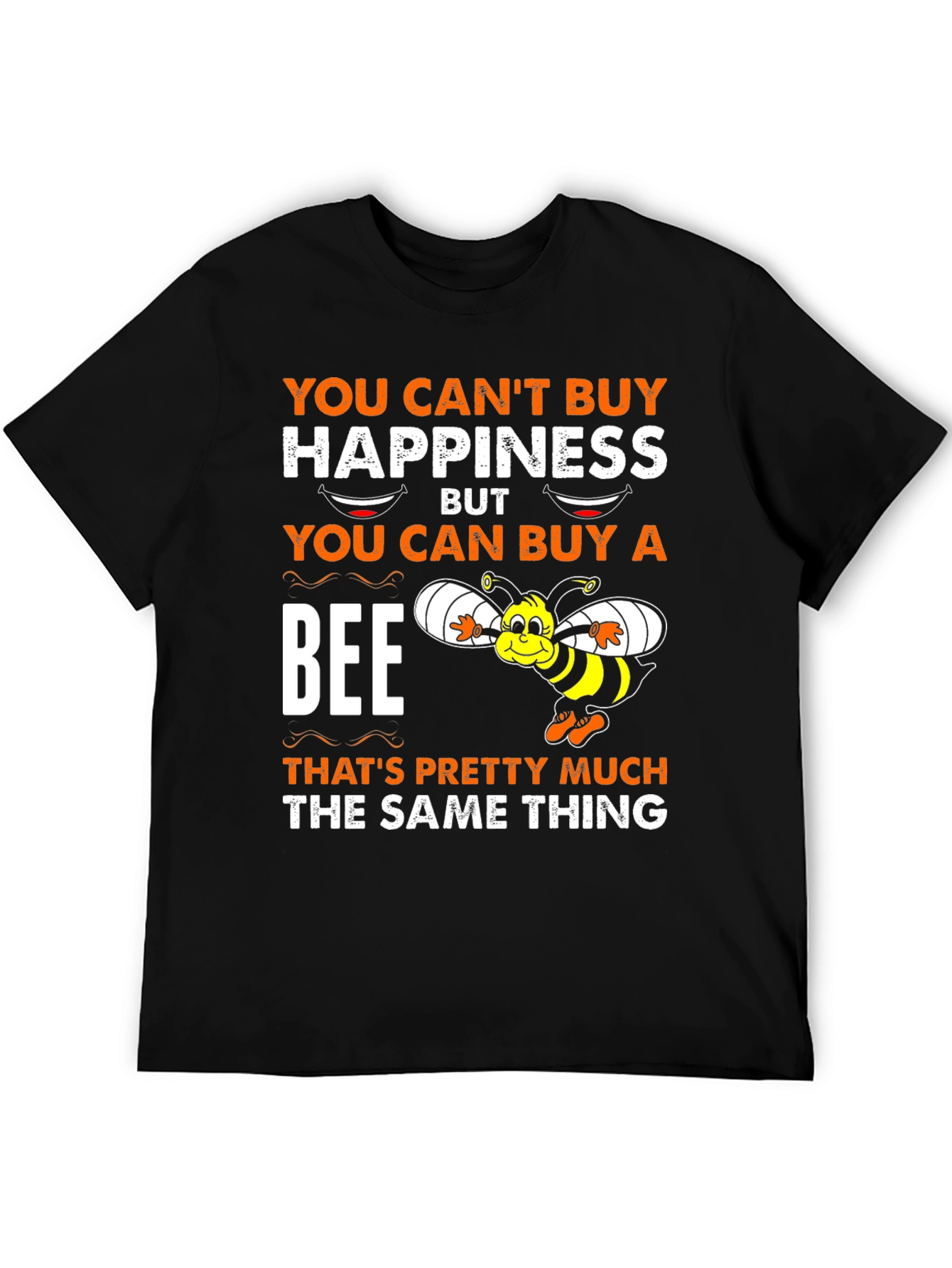 Black Bee Happiness T-Shirt: Funny Graphic Tee view 5