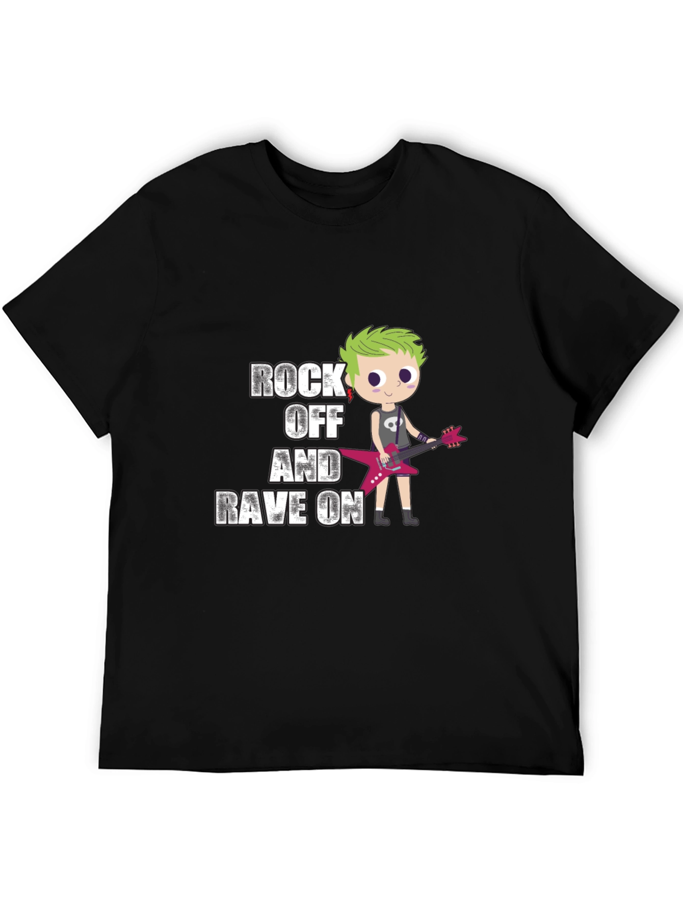 Black Rock Off and Rave On Black Graphic T-Shirt view 5