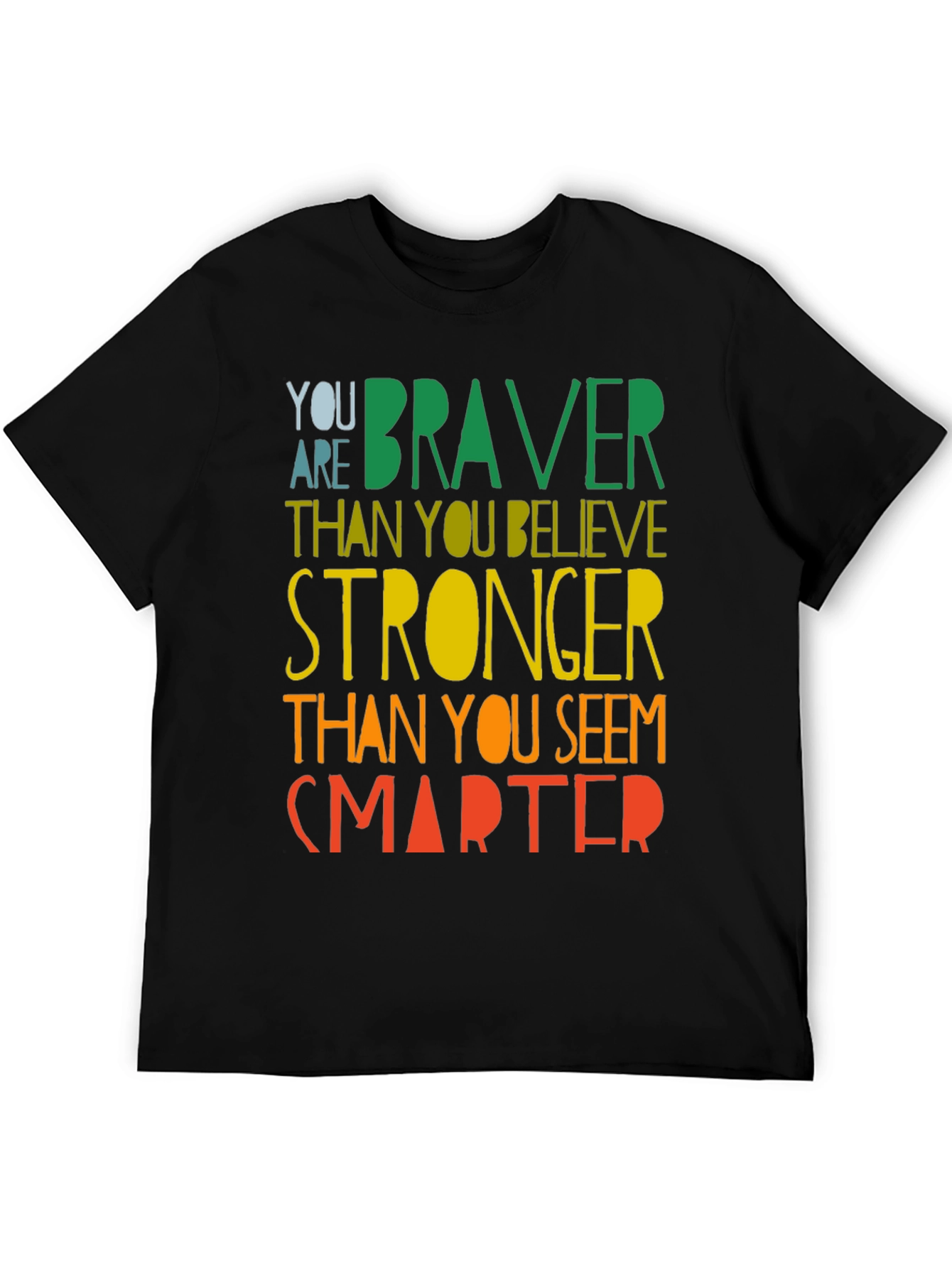 Black Inspirational Braver Stronger Smarter Graphic T-Shirt view 5