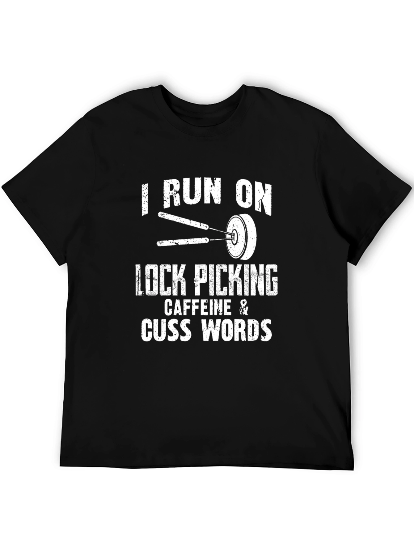Black Lock Picking Caffeine Cuss Words T-Shirt view 5