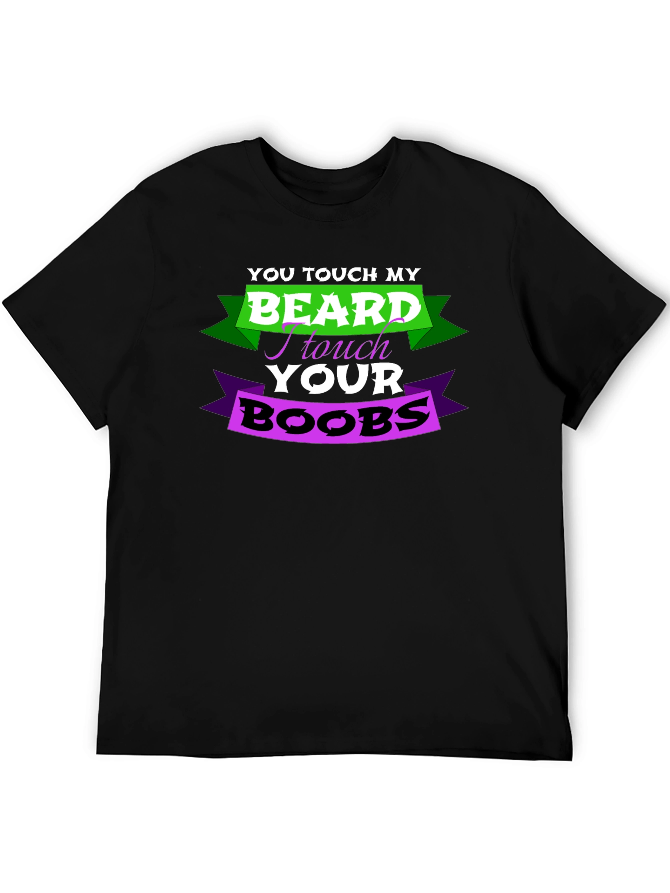 Black Funny "Touch My Beard" Graphic T-Shirt view 5